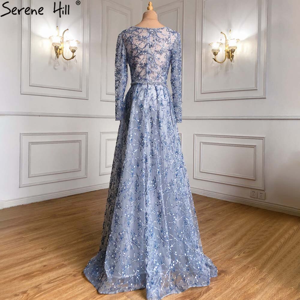 Serene Hill Blue Mermaid Evening Dress with Beaded Elegant Design - Luxury Women's Gown for Parties, Prom & Formal Events 2025 | LA71376