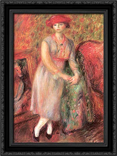 William James Glackens Standing Girl With White Spats - 18x24 Black Ornate Wood Framed Canvas Art - Perfect for Living Room, Bedroom & Office Wall Decor