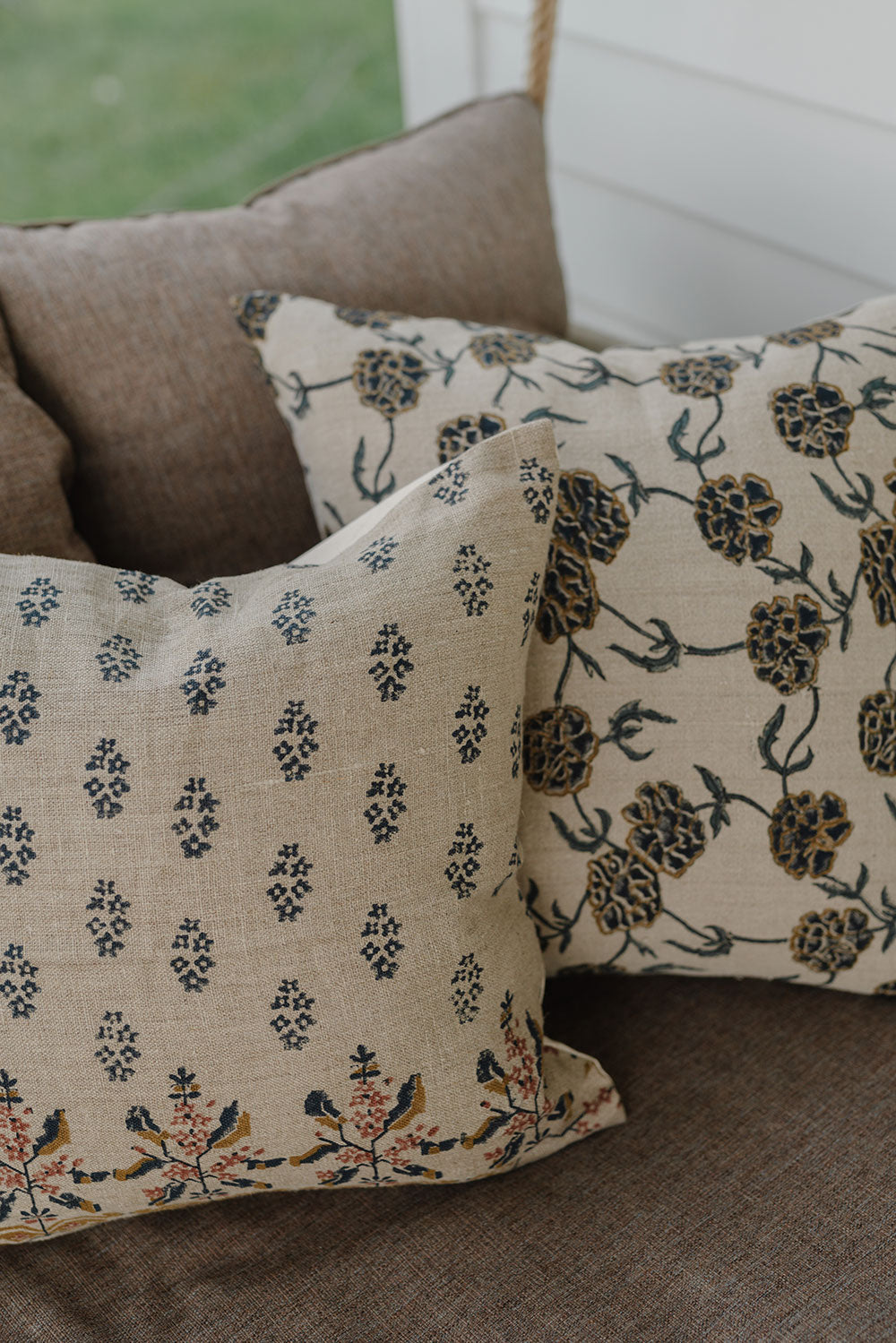 Handmade Linen Block Printed Pillow Cover No. 0221 - Bohemian Home Decor for Living Room, Bedroom & Sofa
