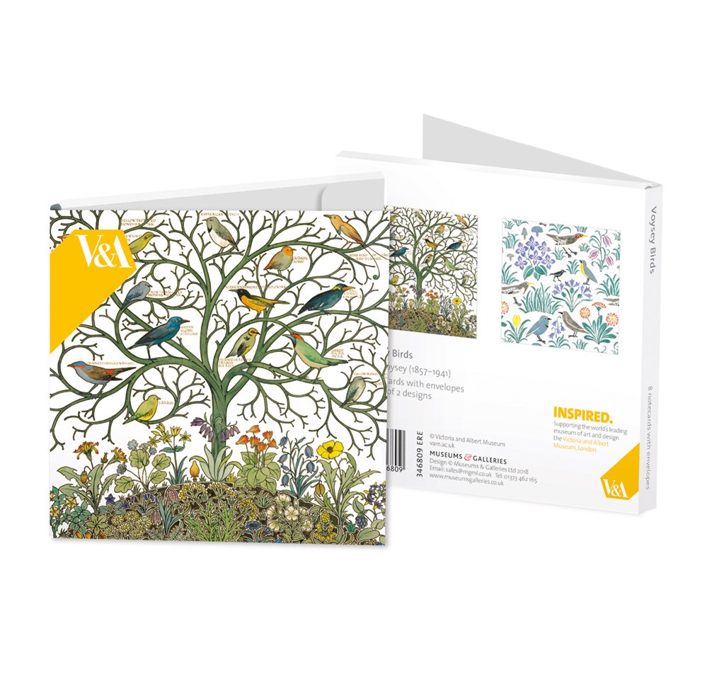 V&A Voysey Birds Art Notecards - Set of 8 for Gifts & Collectors - Perfect for Museums & Galleries Lovers