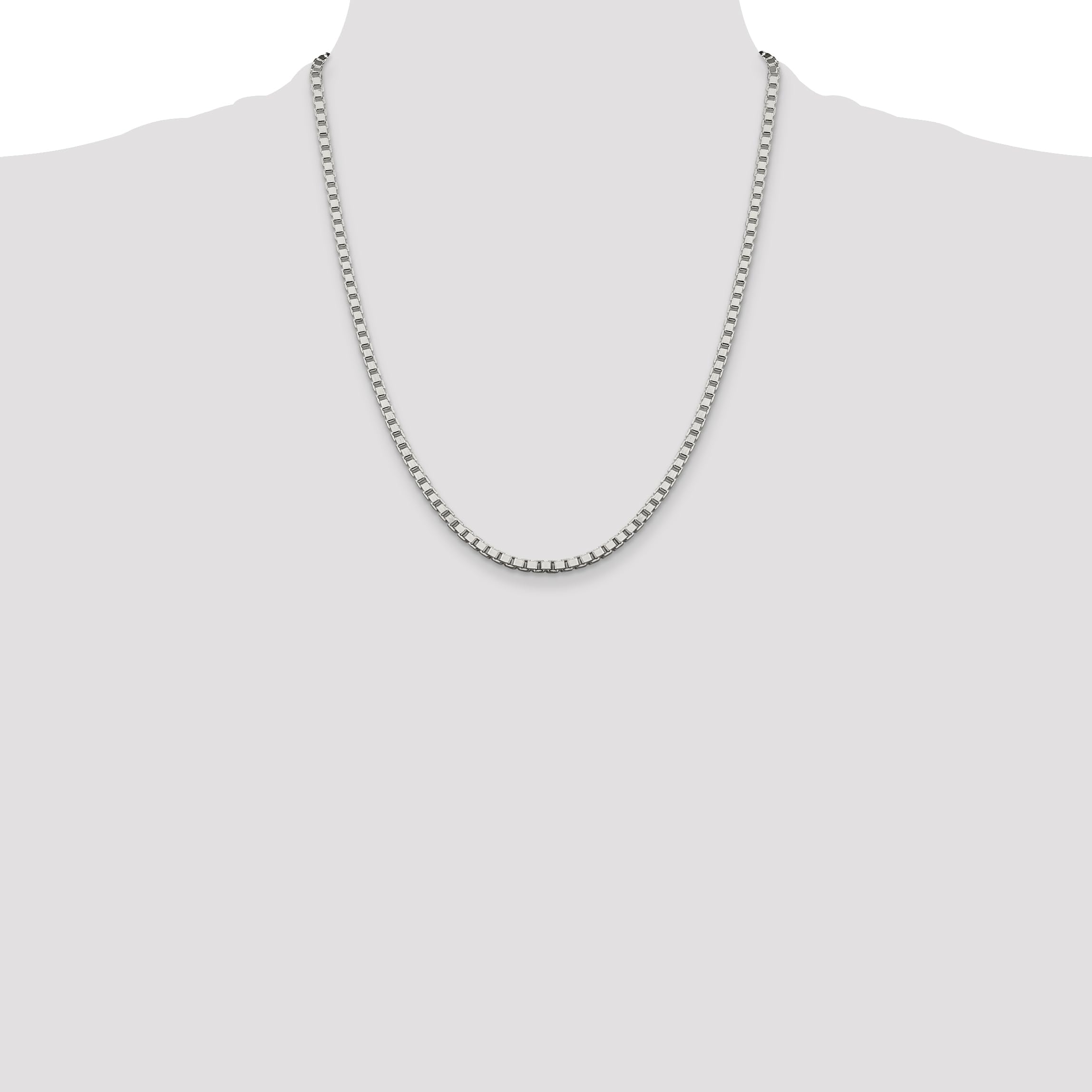 IceCarats 925 Sterling Silver 3.25mm Box Link Chain Necklace for Women - Dainty Layering Necklace, Everyday Jewelry Gift for Her, Perfect for Casual & Formal Occasions