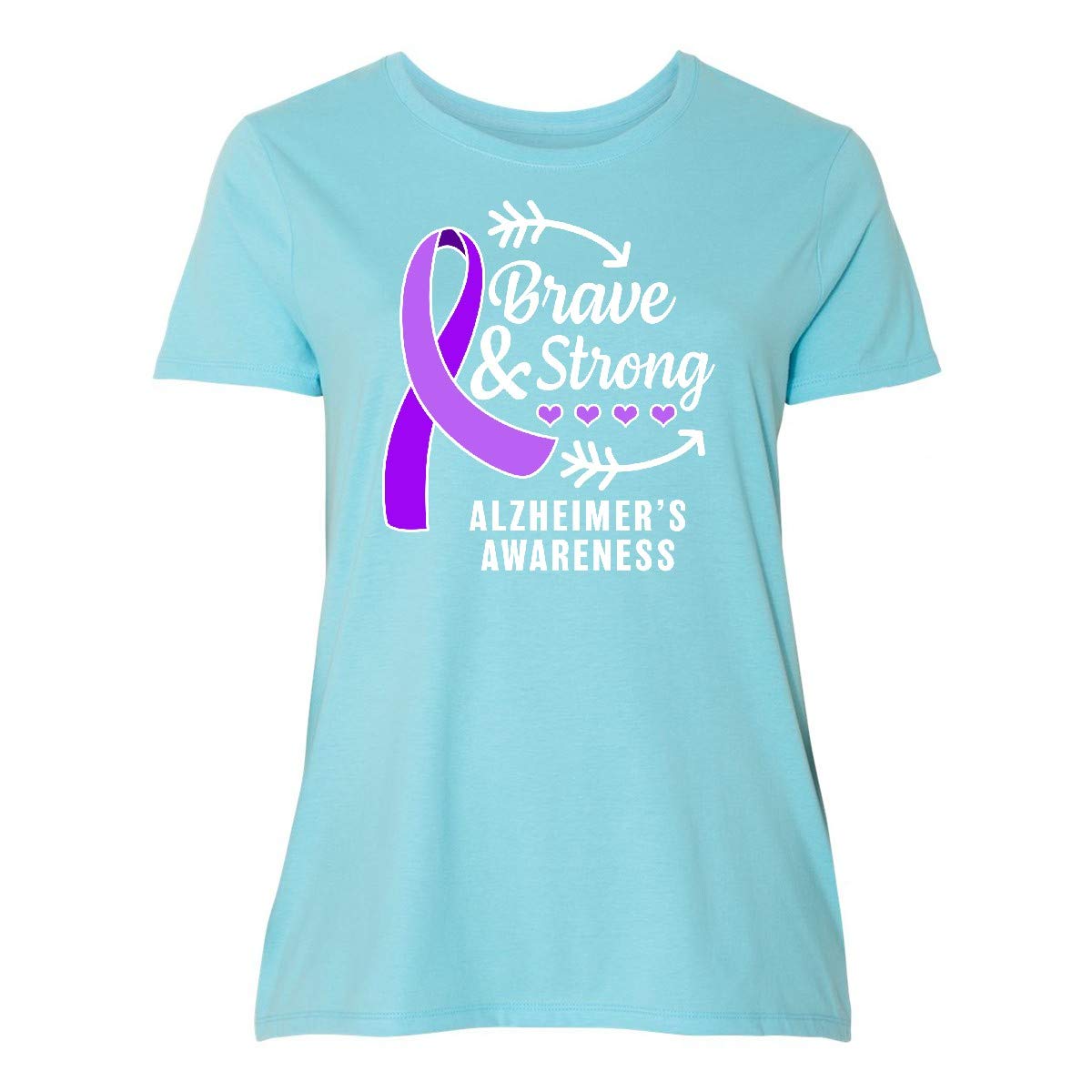 Brave & Strong Women's Plus Size Alzheimer's Awareness T-Shirt | Inktastic | Comfortable Cotton Tee for Fundraising, Support Groups & Awareness Events