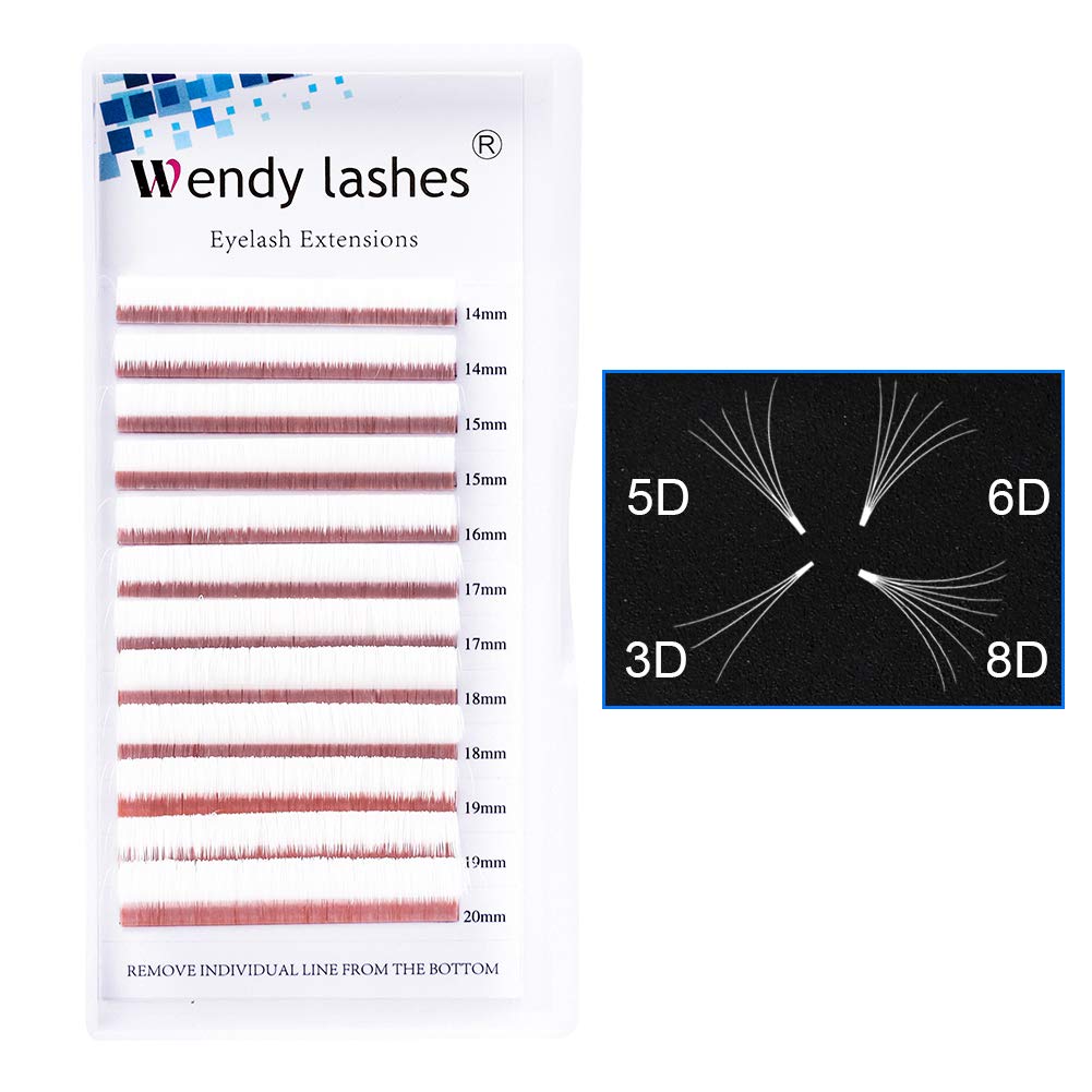 Wendy Lashes Easy Fan Lash Extensions - White D Curl Volume Eyelash Extensions (0.07mm, 14-20mm) for Natural & Dramatic Look | Perfect for Weddings, Parties & Daily Wear