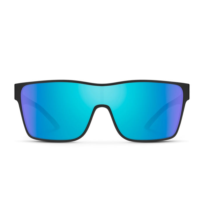 Biff Matte Black Frame Polarized Blue Mirror Lens Sunglasses for Men & Women - UV Protection, Fashionable & Durable for Driving, Outdoor Sports & Beach