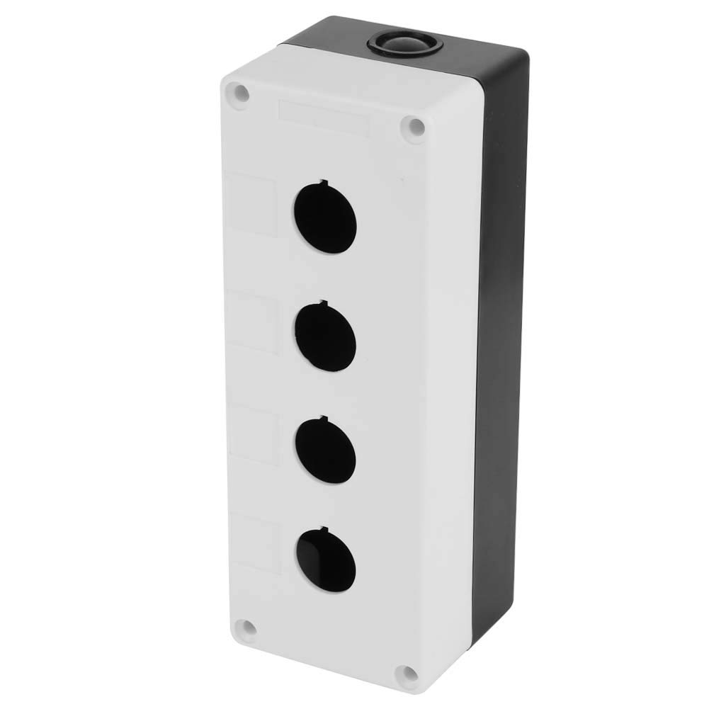 22mm Waterproof Push Button Switch Control Box - BX4 Four Holes Protective Enclosure (Yellow/White) for Industrial Equipment, Machinery & Electrical Control Panels
