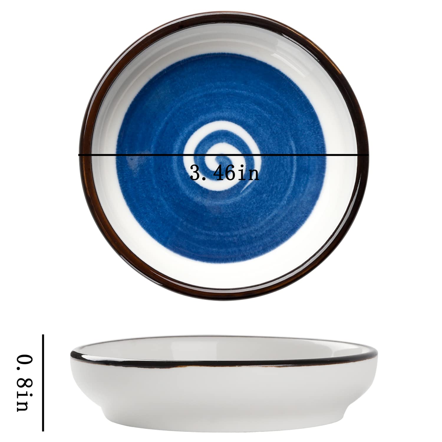 6-Piece Ceramic Soy Sauce Dipping Bowls Set - 3.5 Inch Japanese Style Sushi Dishes for Soy Sauce, Condiments & Dipping - Perfect for Sushi, Dumplings, Asian Cuisine & Dinnerware Presentation