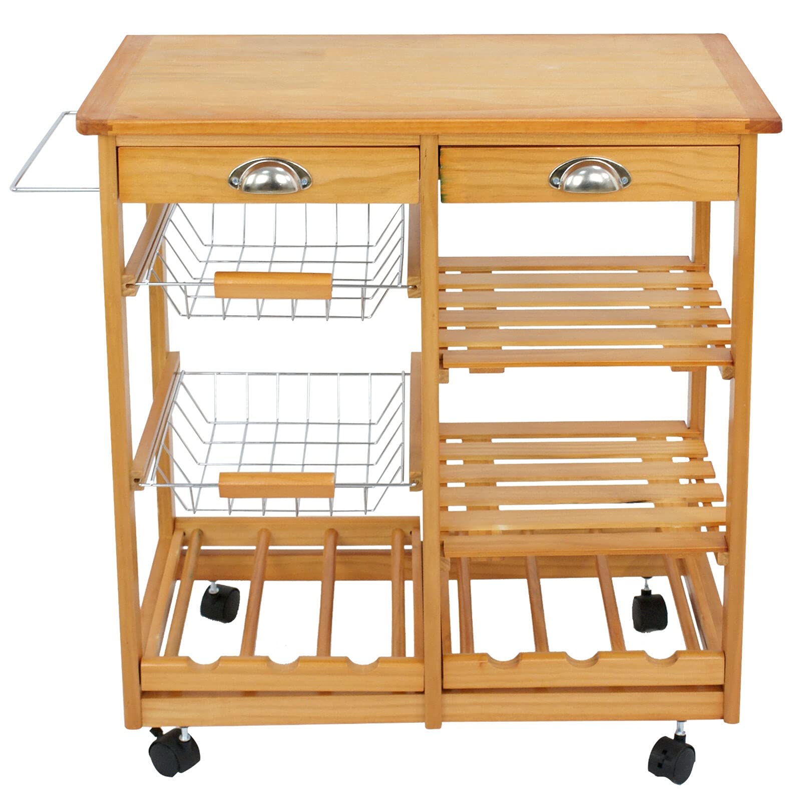 Durable Wooden Kitchen Island Cart with Shelves & Drawers - ADHW Utility Trolley Stand for Small Spaces | Perfect for Kitchen Organization, Dining Prep & Extra Storage