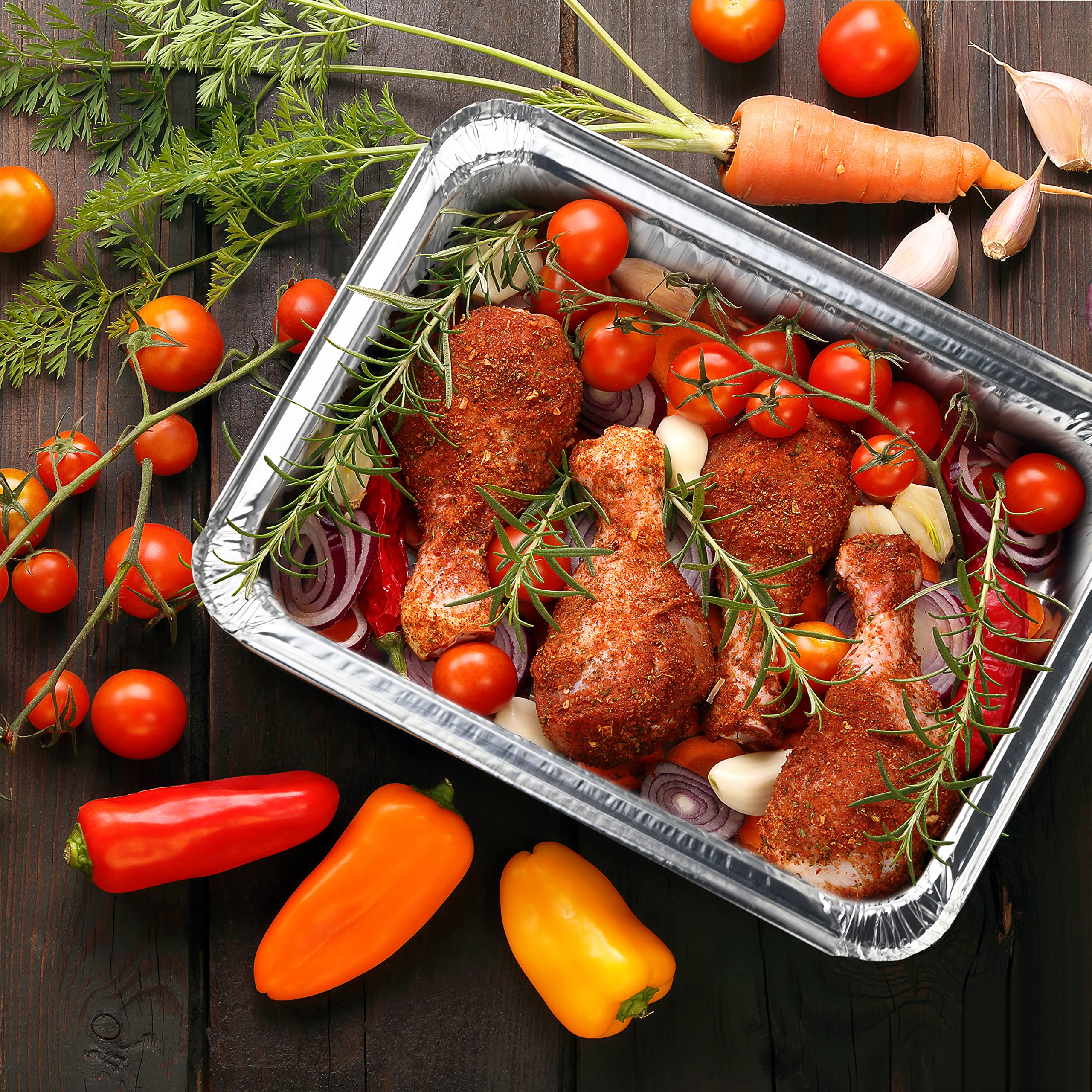 30 Pack Heavy Duty Aluminum Foil Pans with Lids - 9x13 Inch Disposable Baking Pans for Cooking, Meal Prep & Leftovers | Freezer Safe, Catering Supplies & Takeout Containers | Perfect for Parties, BBQ & Food Storage