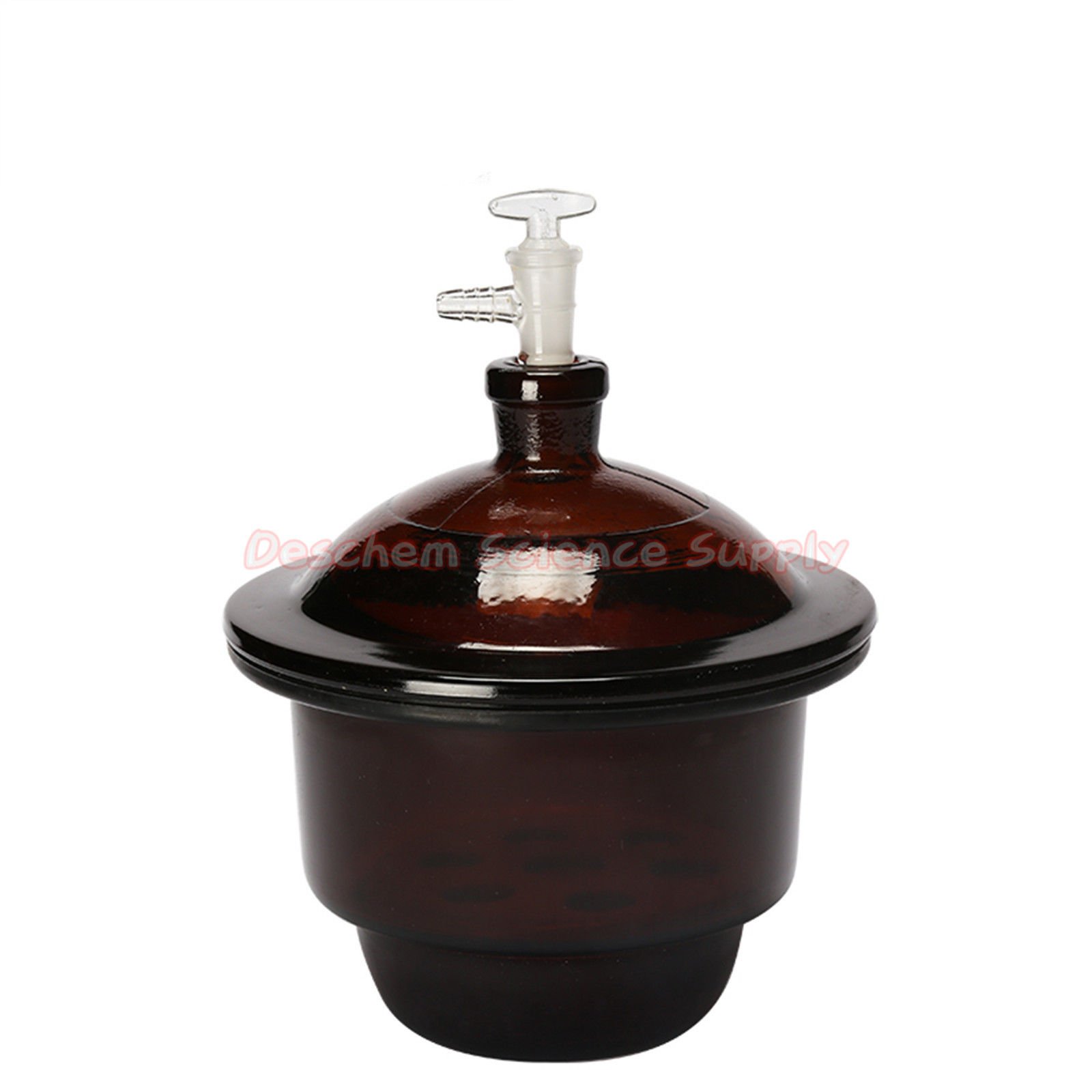 150mm Amber Glass Vacuum Desiccator Jar - 15cm Lab-Grade Drying Container with Airtight Valve Lid | Perfect for Laboratory, Chemical Storage & Moisture-Sensitive Materials