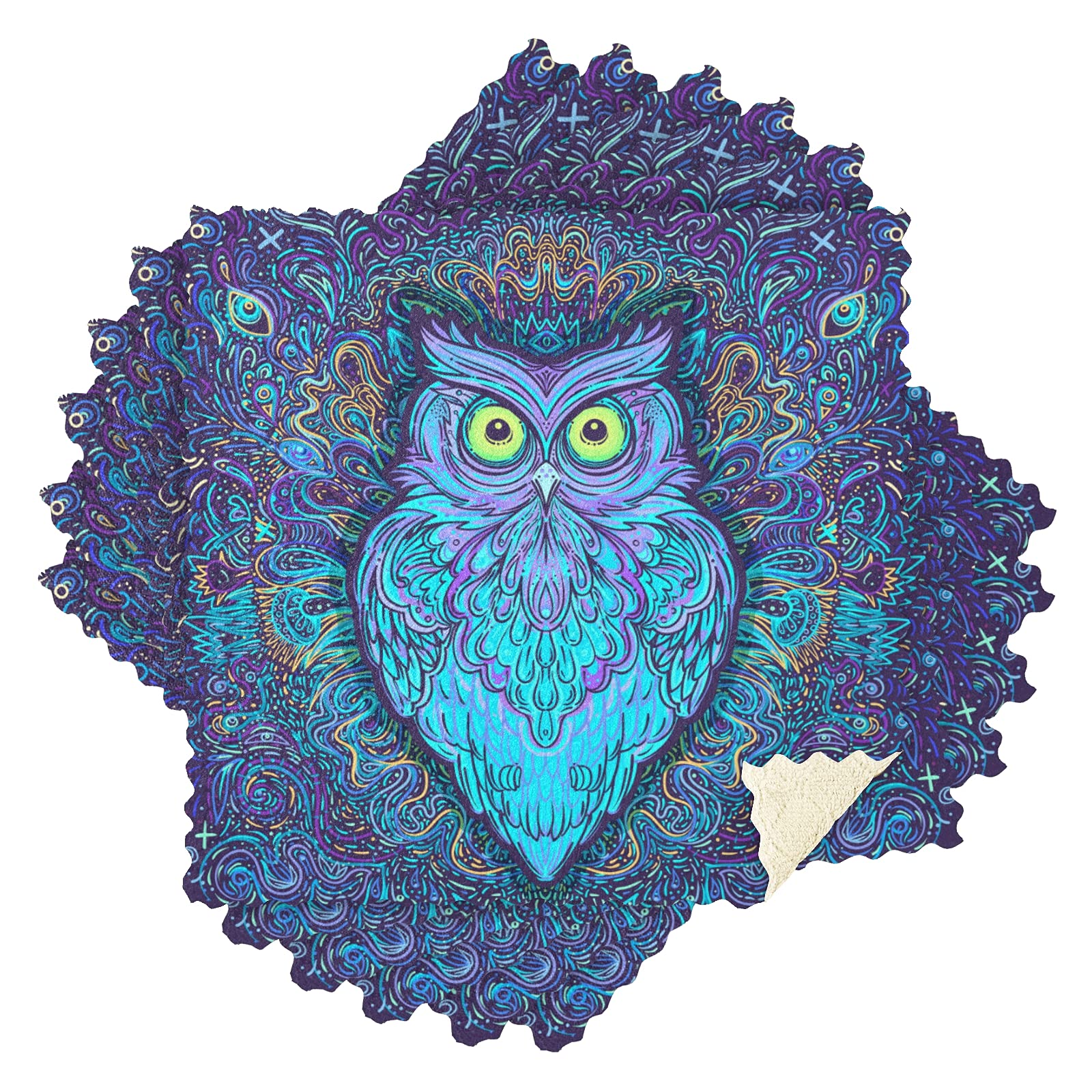 Tarity Super Absorbent Reusable Dish Cloths - 6 Pack Velvet Kitchen Towels (11x11 inches) | Cute Abstract Owl Design for Washing, Drying Dishes & Household Cleaning | Perfect for Kitchen, Bathroom & Car Cleaning