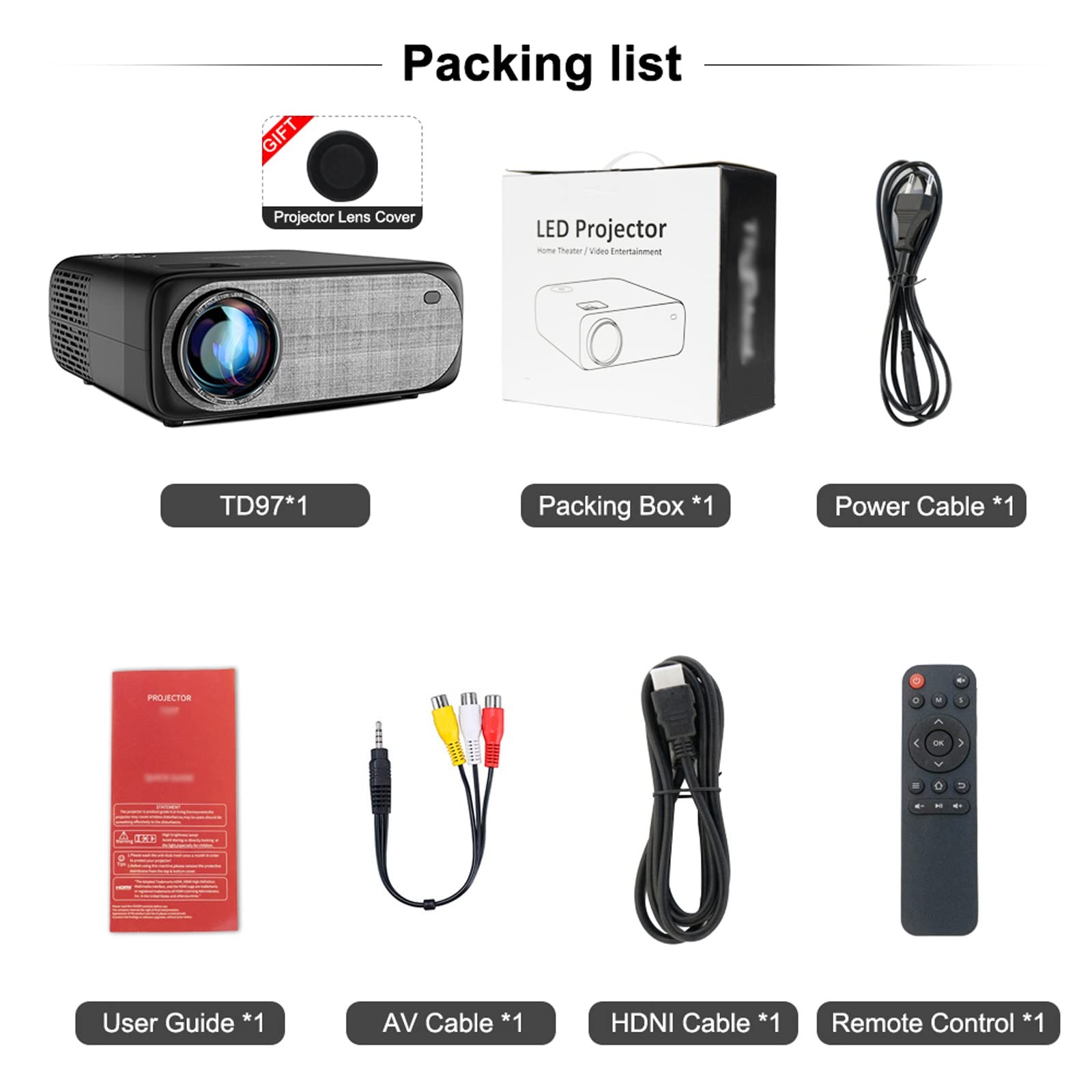 Rwlre Portable LED Projector - Full HD 1080P WiFi Home Theater Projector with Android TV Box, 4K Support for Movies & Phone Screen Mirroring | Perfect for Home Cinema, Outdoor Movie Nights & Office Presentations (Android Version)