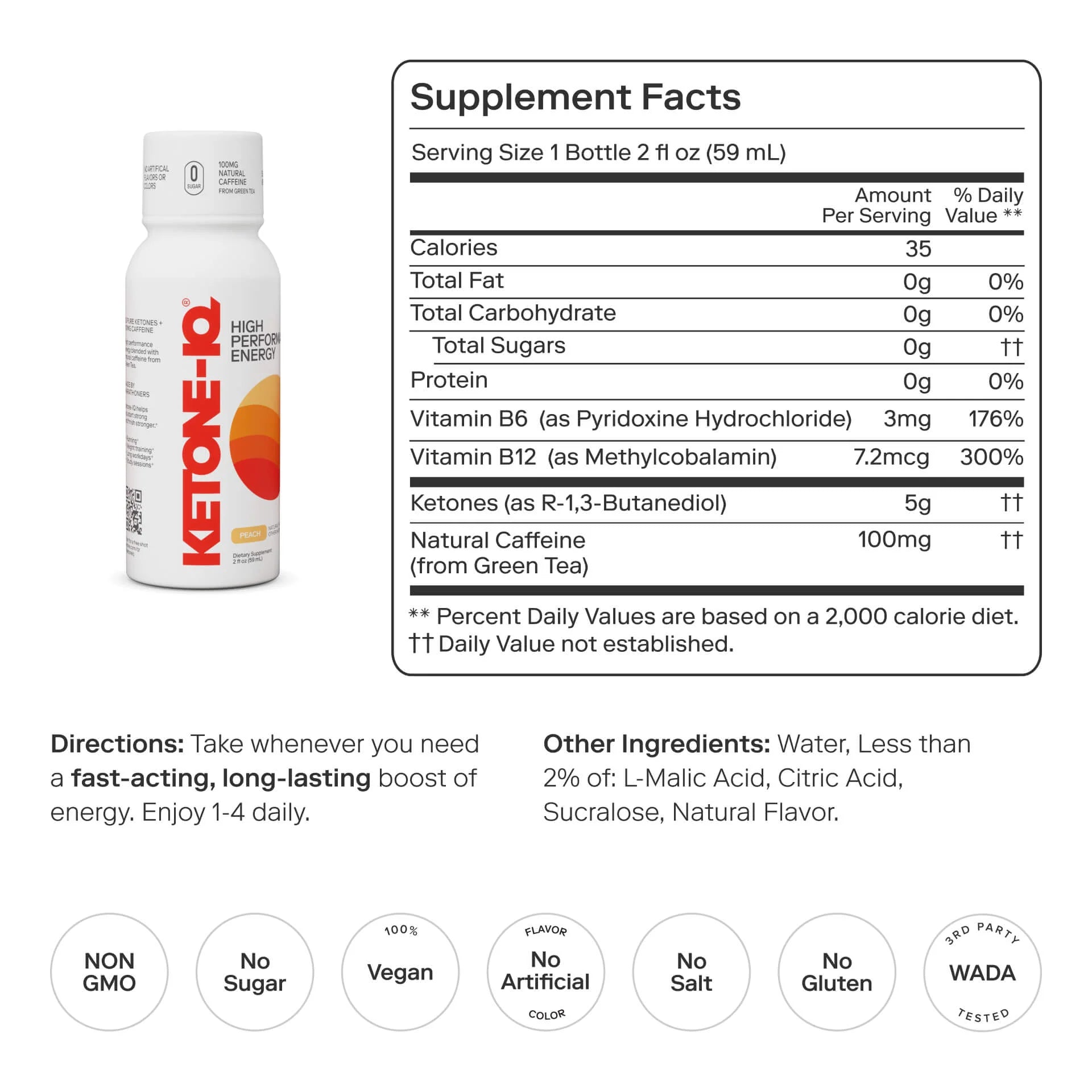 Ketone IQ® + Caffeine Energy Shots (2 oz Single Serve) - Boost Mental Focus & Physical Performance for Workouts, Studying & Long Workdays