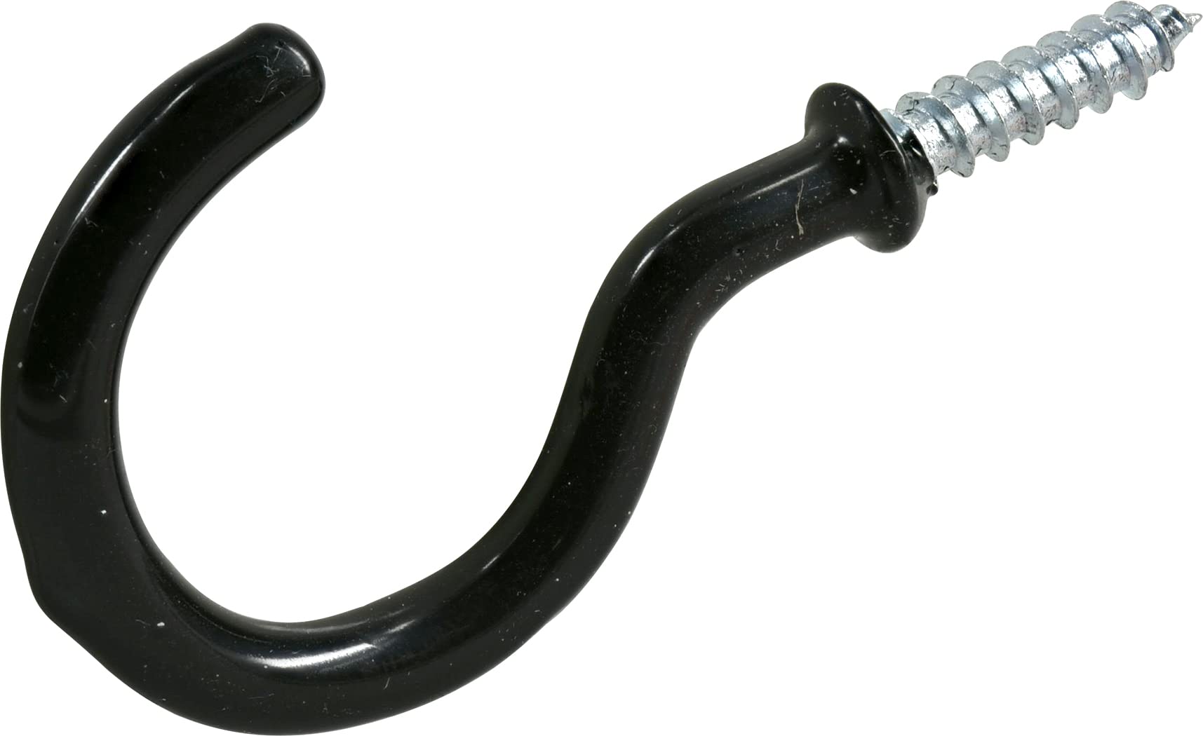 Hillman 3-Pack Black Vinyl Coated Screw-in Cup Hooks (2-1/4 Inch) - Heavy Duty Utility Hooks for Hanging Mugs, Plants & Kitchen Accessories - Ideal for Pantry, Garage & DIY Organization Projects