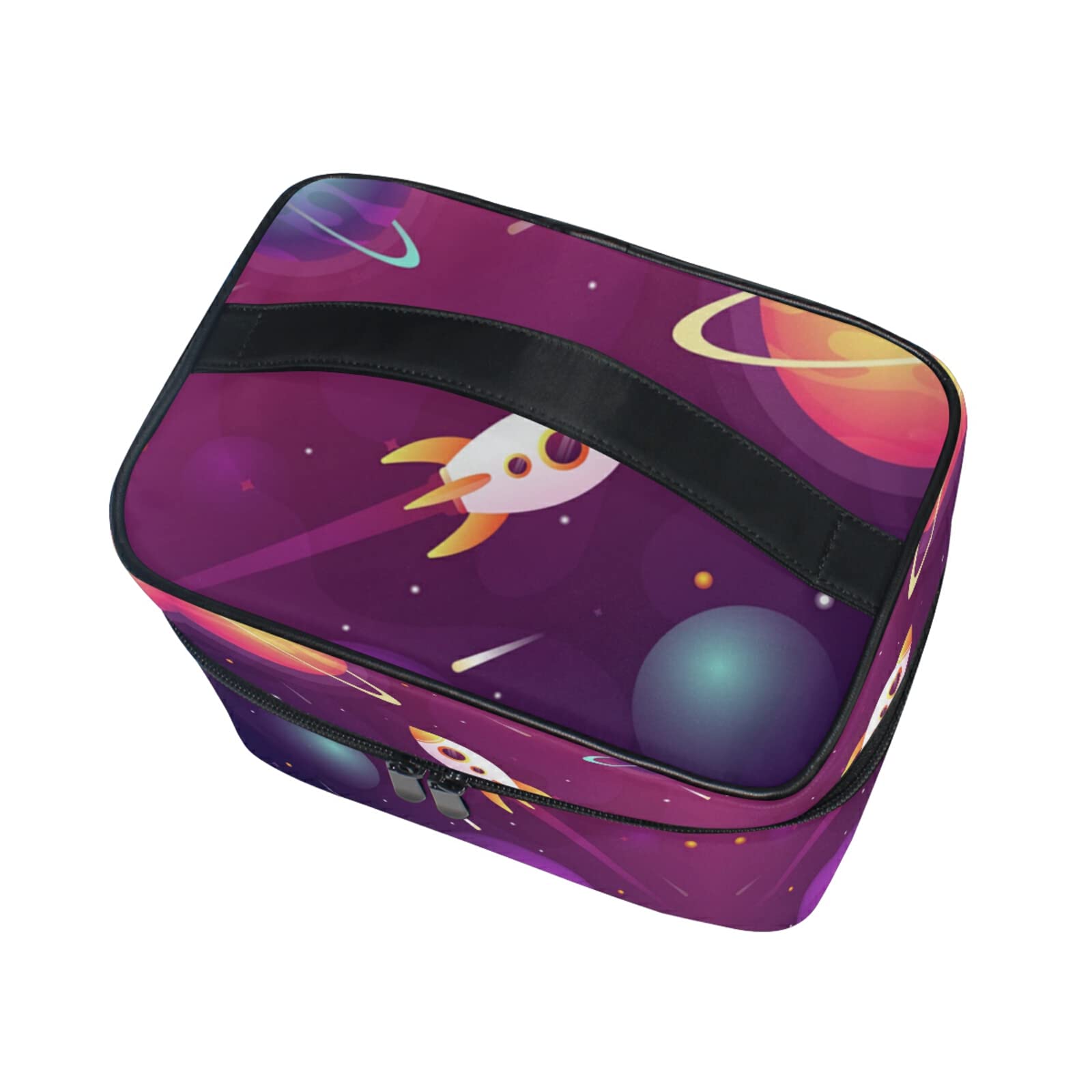 Rocket Star Planet Cartoon Makeup Bag - Cute Cosmetic Organizer with Zipper for Women & Girls | Perfect for Travel, School, and Daily Makeup Storage