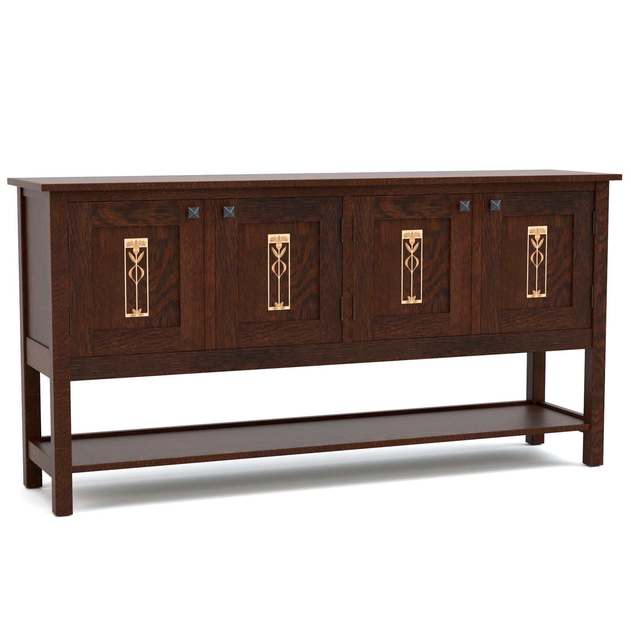 Stylish Meadowflower Four Door Sideboard - Solid Wood Buffet Cabinet for Dining Room, Living Room & Entryway Storage | Perfect for Home Decor & Organization
