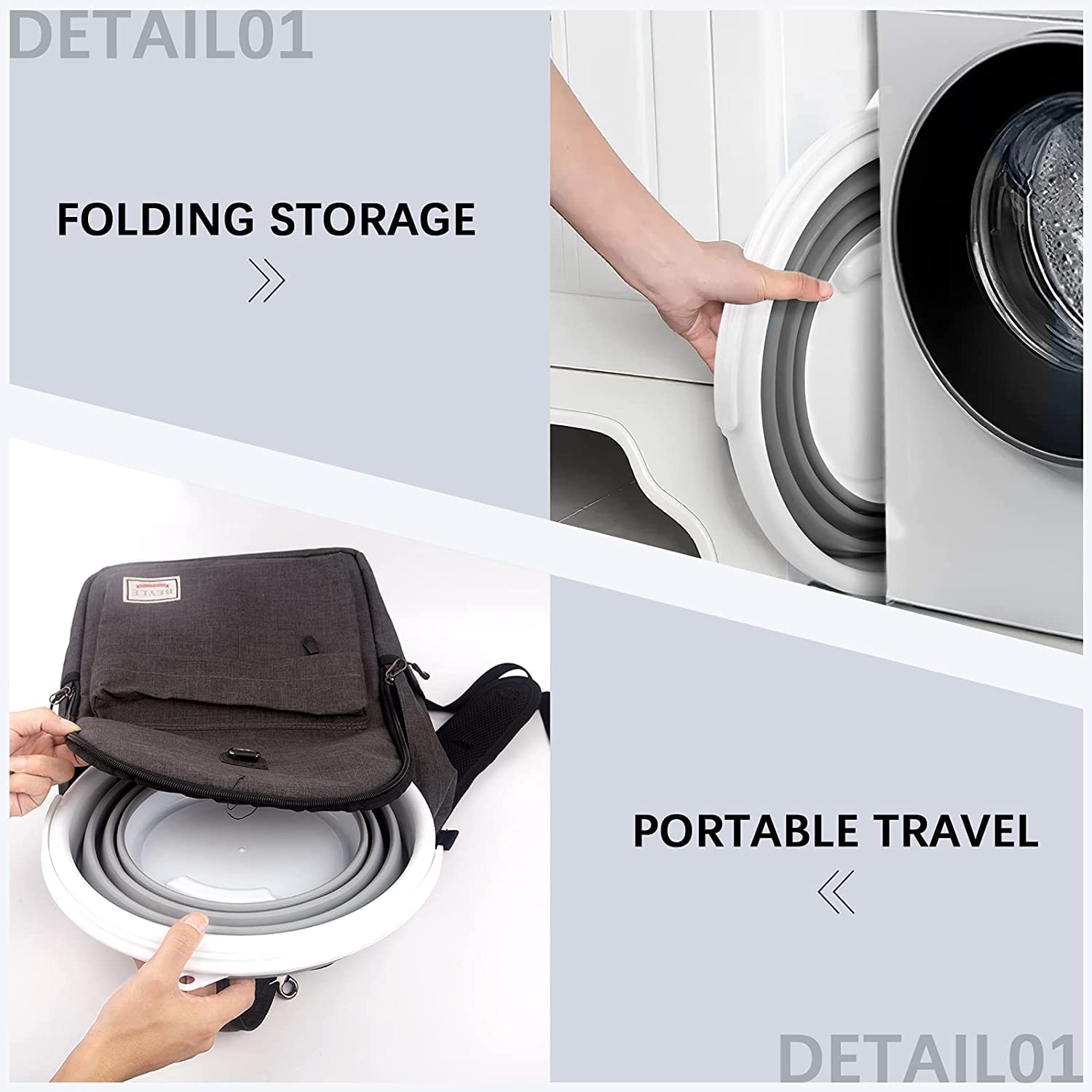10L Foldable Silicone Collapsible Bucket - BPA Free, Compact & Durable with Sturdy Handle for Camping, Hiking, Outdoor Adventures - Perfect for Water Storage, Washing & Portable Use (Grey)