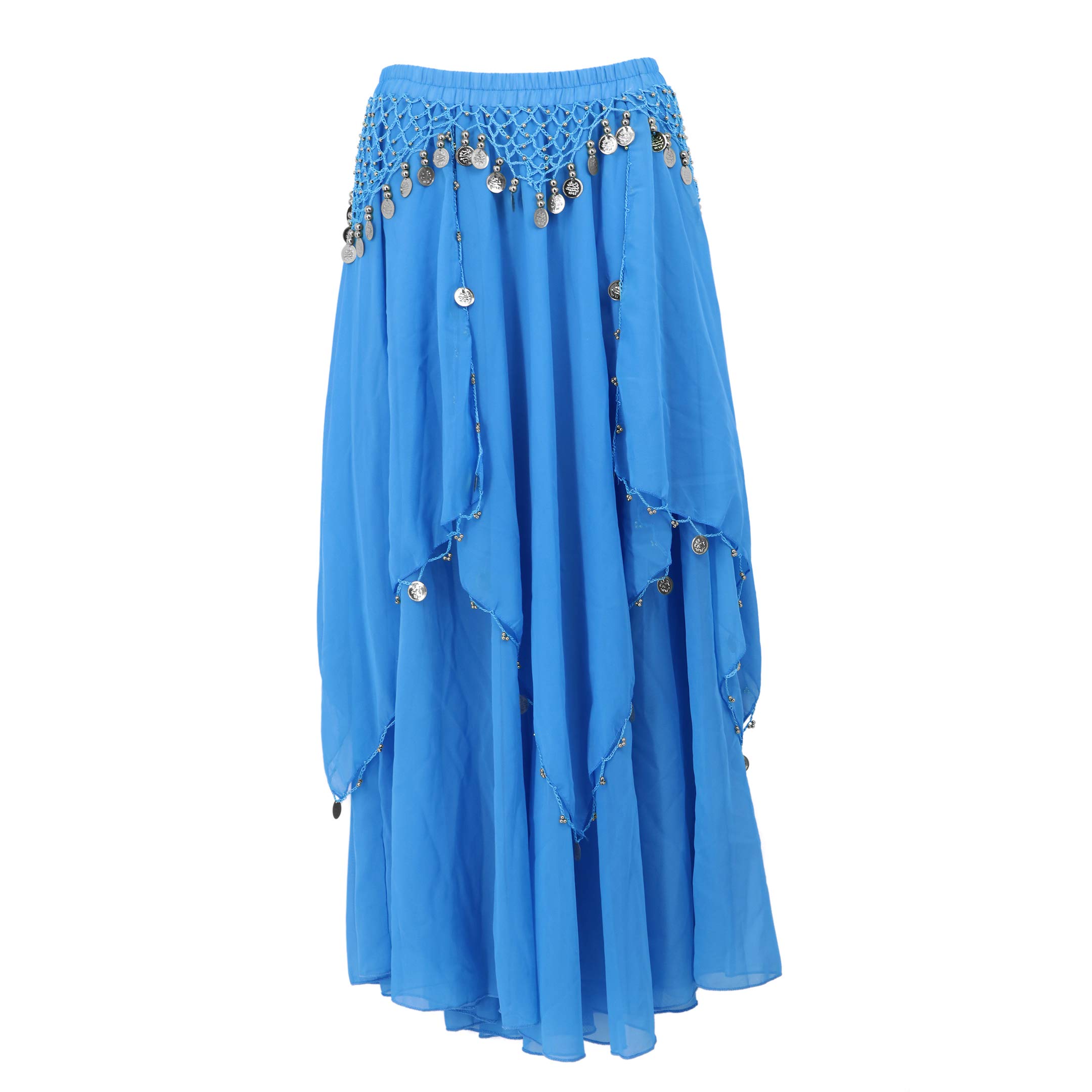 Arsimus Belly Dance Gypsy Skirt with Coins - Flowy Hippie Skirt for Women | Perfect for Dance Performances, Festivals & Boho Outfits