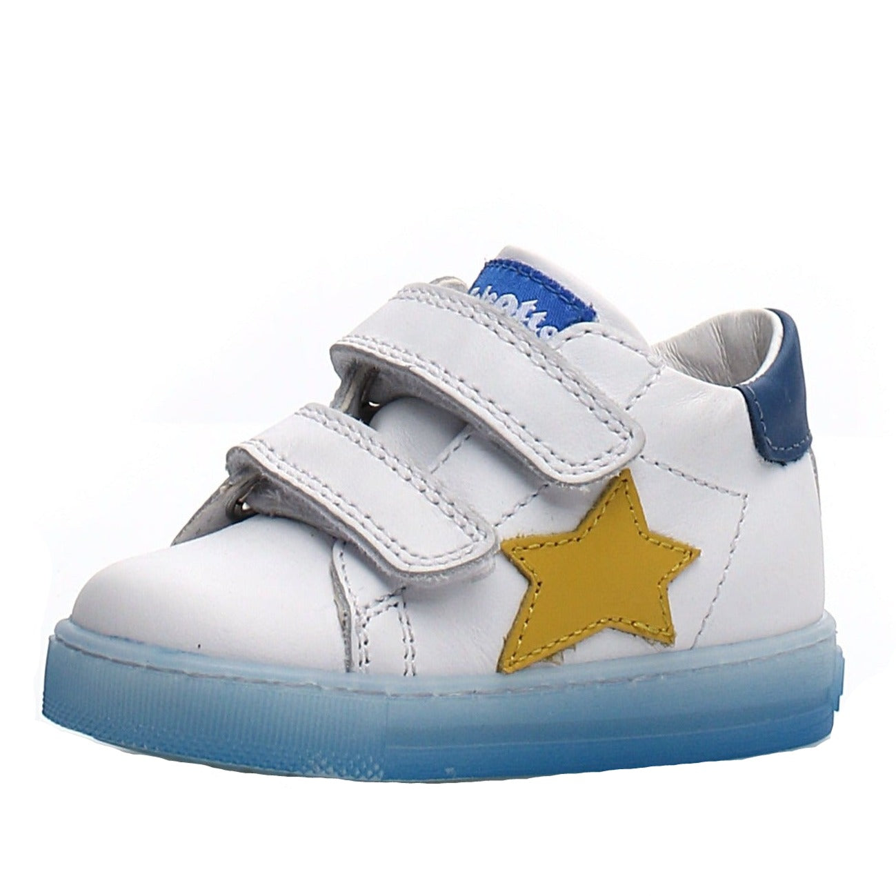 Falcotto Sasha VL Calf Fashion Sneakers for Boys and Girls - White/Azure | Comfortable Kids Shoes for School, Play & Everyday Wear