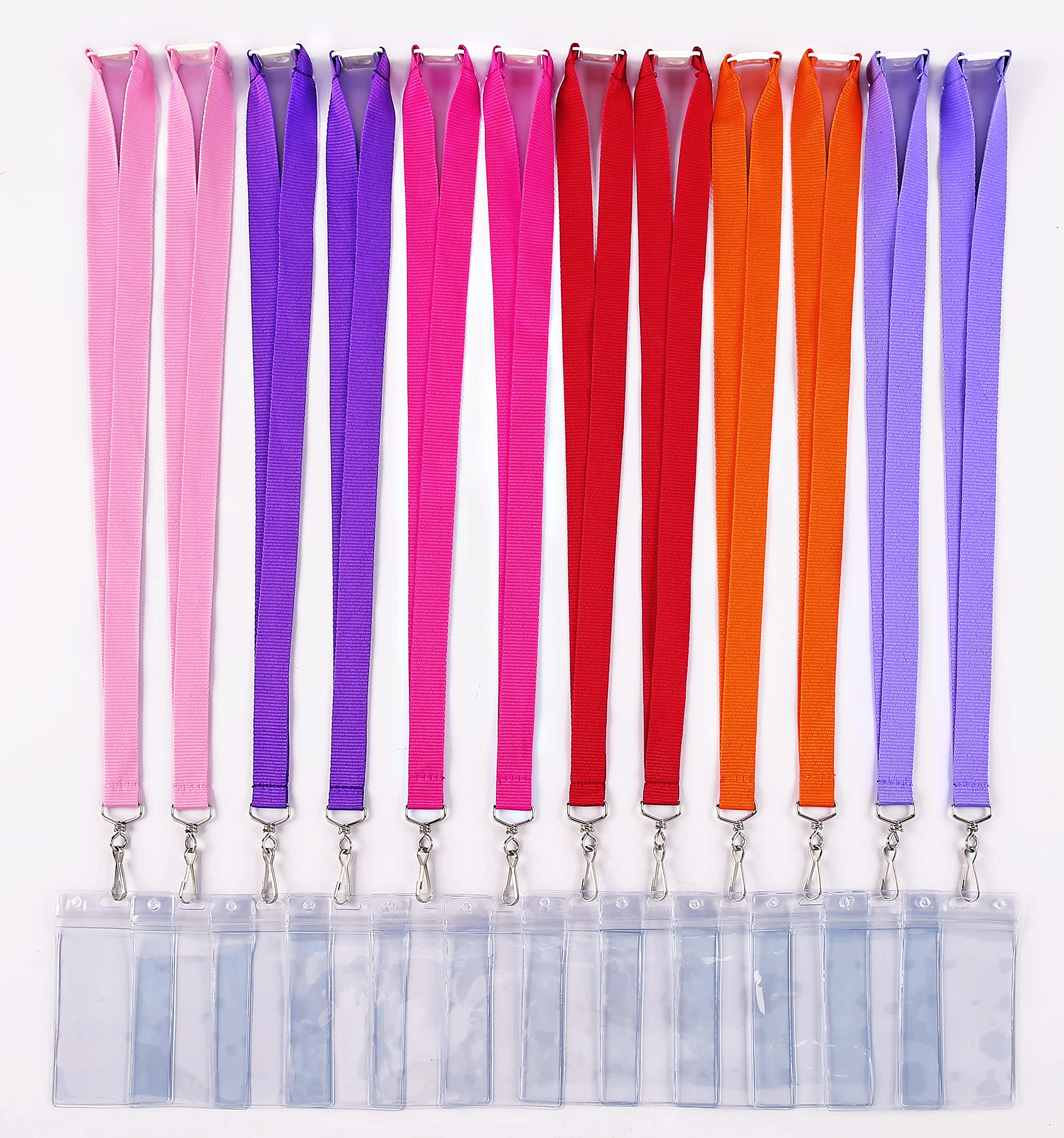 12 Pack Safety Breakaway Lanyards for ID Badges - Colorful Cruise Neck Straps with Safety Buckle for Kids, Women & Work