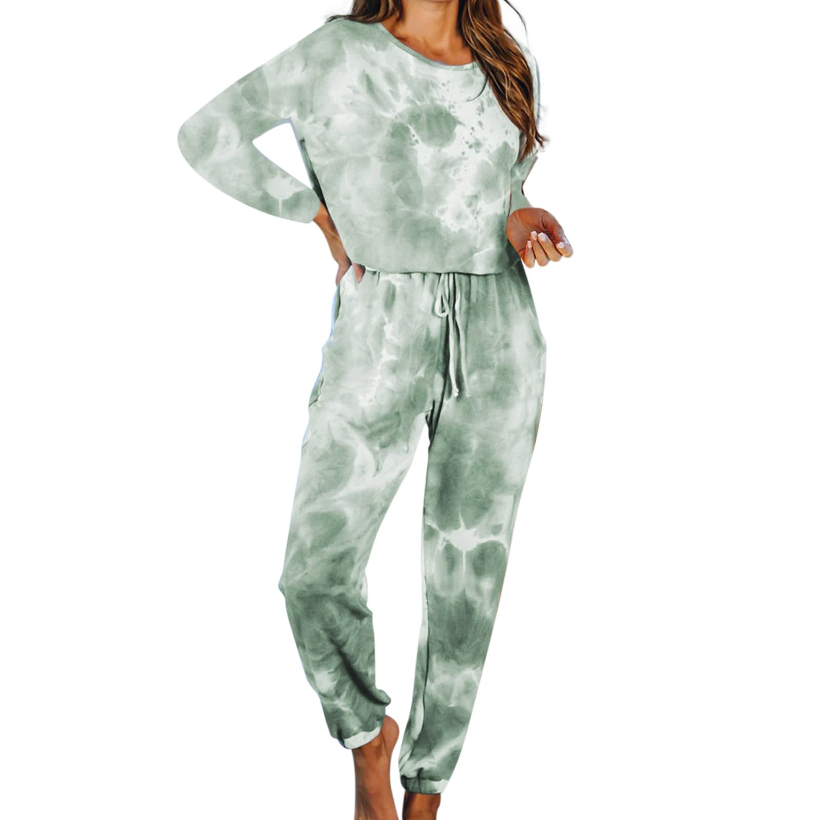 Women's Soft Polyester Sweatpants & Lounge Pajama Set - Cute Long Sleeve Flare Dress Pants for Home, Sleep & Comfortable Loungewear