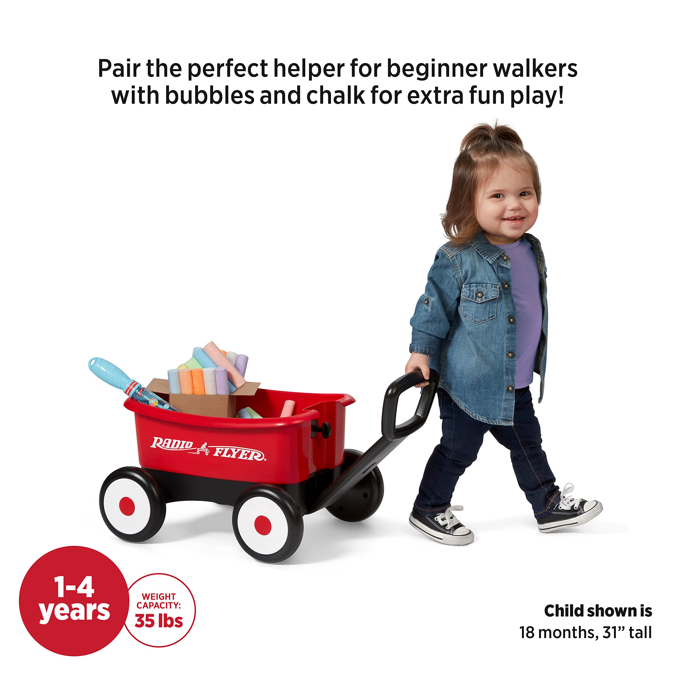 Radio Flyer My 1st Wagon with Beach & Garden Tools - 2-in-1 Pull Wagon for Kids Ages 1-4 (Red) | Perfect for Outdoor Play, Sandbox Fun & Gardening Activities