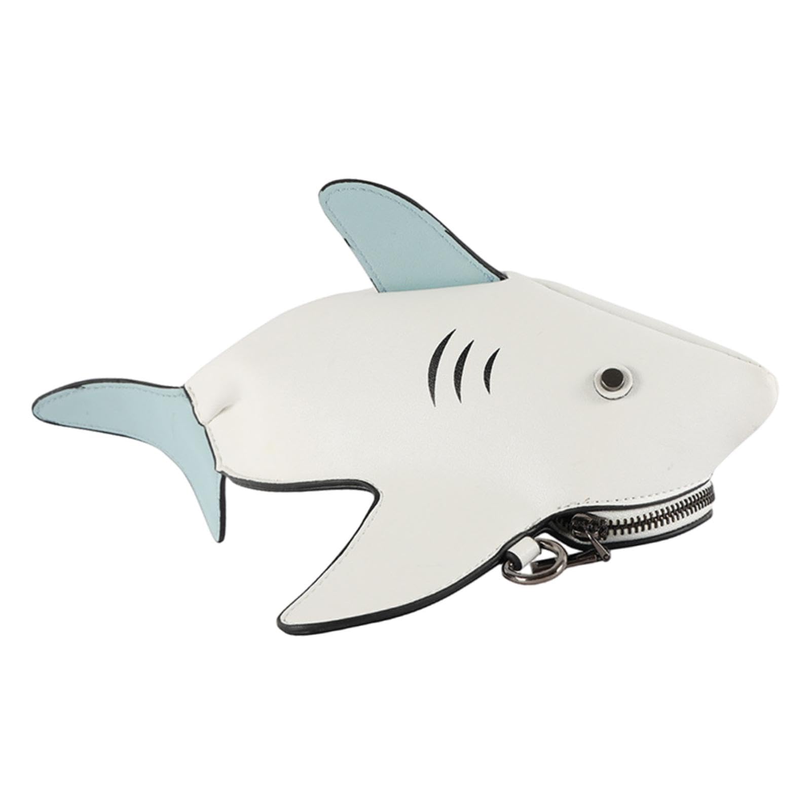 MYADDICTION Scary Shark PU Leather Handbag - Cute Animal Crossbody Bag for Women, Fashion Beach Travel Purse (White) - Perfect for Beach Outings, Travel & Casual Daily Use