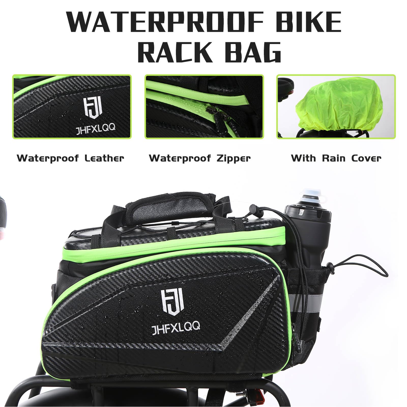 17L-35L Expandable Waterproof Hard Shell Bike Pannier Bag - Carbon Fiber Style Leather Rear Rack Saddle Bag for Electric Bikes & Bicycles | Perfect for Commuting, Touring & Outdoor Adventures