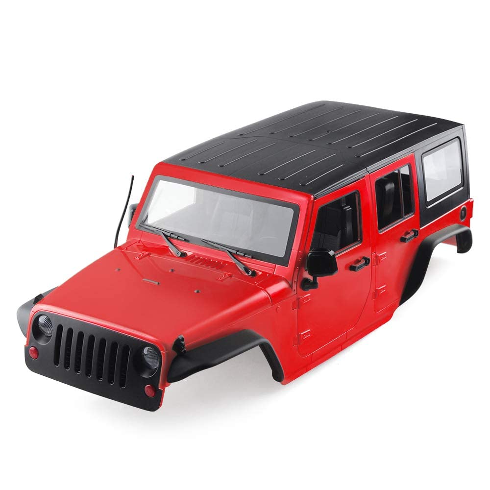 1/10 Scale RC Car Body Shell - 313mm Wheelbase Wrangler JK Rubicon 4 Door Hard Body Kit for Axial SCX10 90046 90047 & RGT EX86100 RC Crawler | Off-Road Adventure & Trail Crawling Accessory