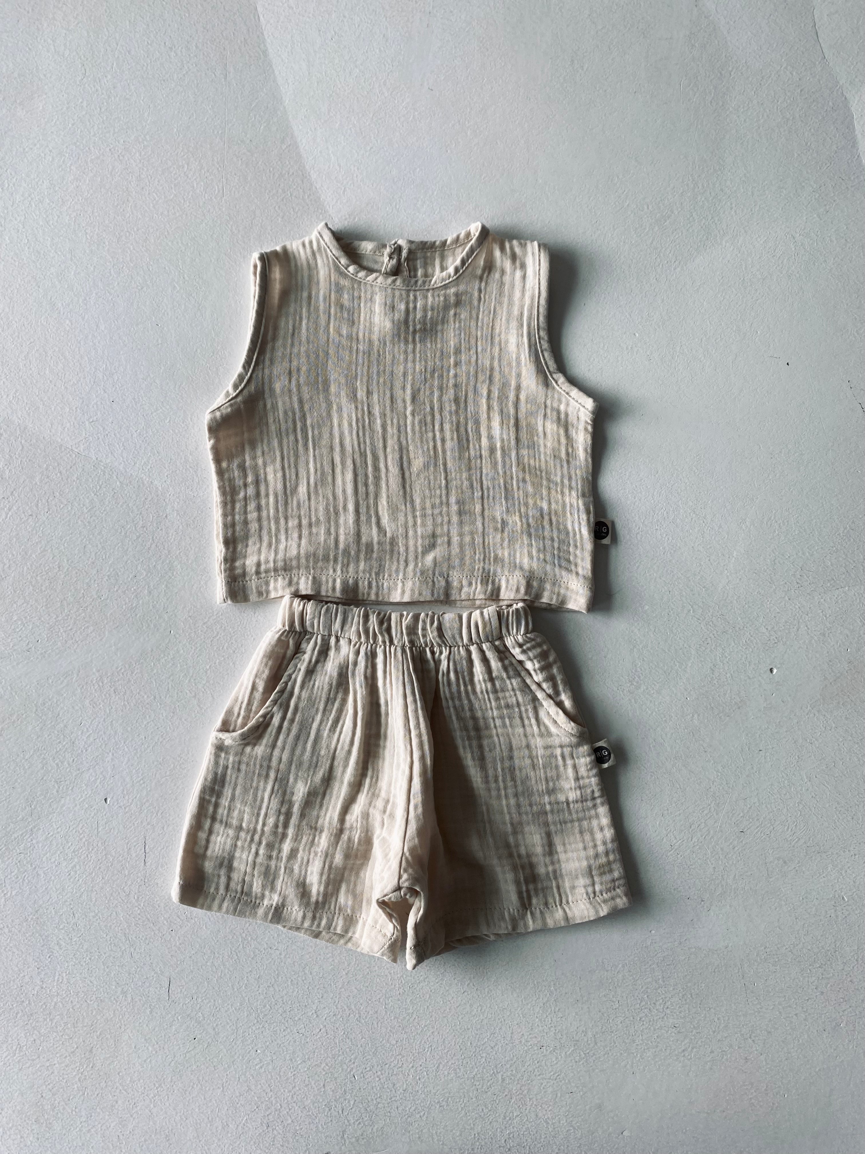 RG Brand Cotton Muslin Baby Shorts Set - Soft & Breathable for Newborns & Toddlers | Perfect for Summer, Playtime & Photo Shoots