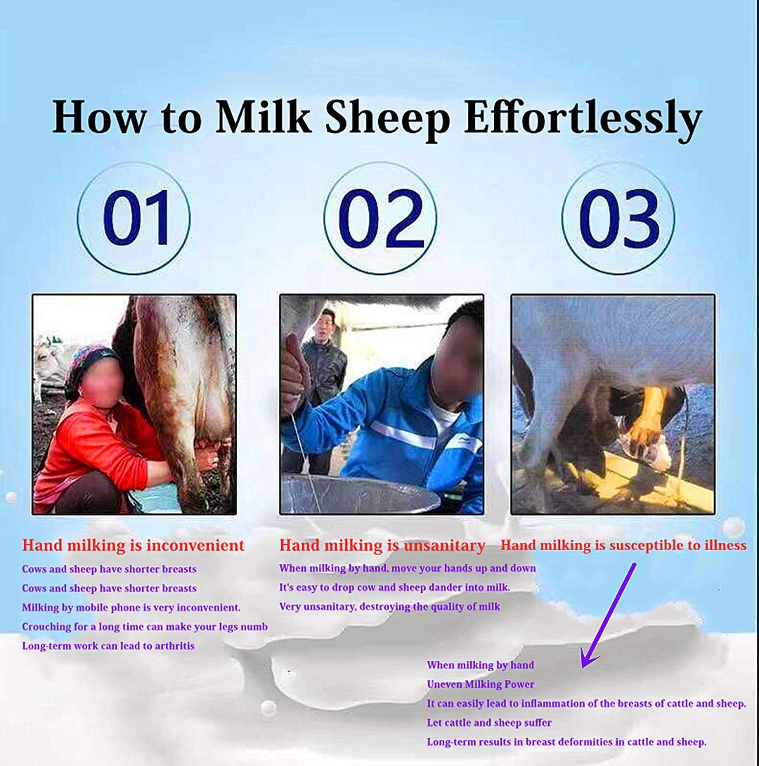 5L Upgraded Rechargeable High-Power Vacuum Milking Machine for Cows - Ultra Strong Pulsation & Suction - Perfect for Small Farms, Homesteads, and Dairy Production
