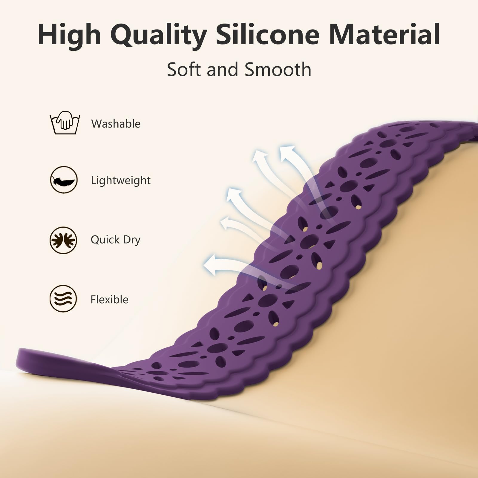 Dirrelo Soft Silicone Replacement Band Compatible with Fitbit Versa 3/Sense/Versa 4/Sense 2 - Breathable Hollow-Out Sport Strap for Women | Perfect for Workouts, Running & Daily Wear