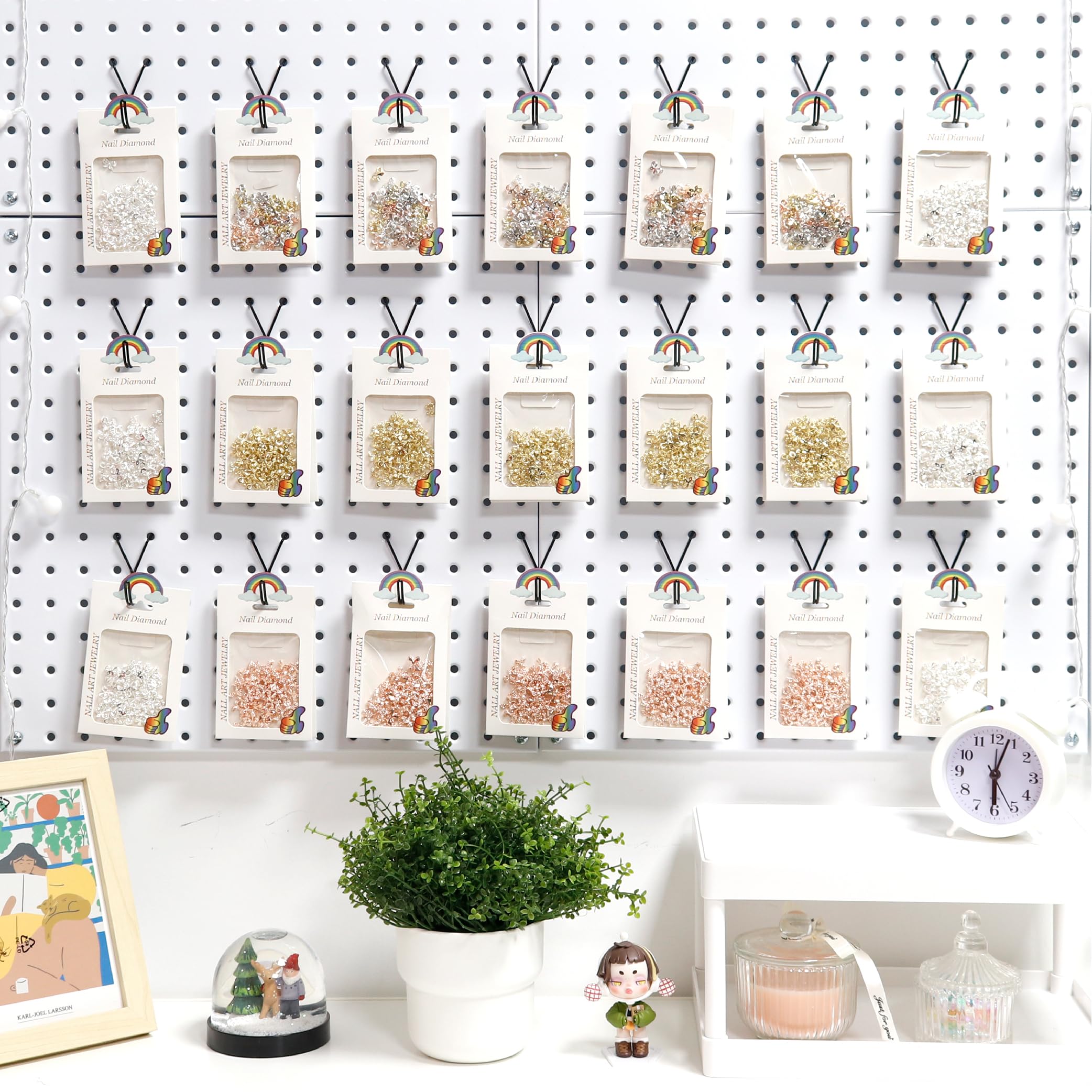 HUHOLE Pegboard Hooks 40 Pack - 1 Inch Black J-Hooks for Jewelry, Necklaces, Keys & Small Tools | Secure Fit for 1/8” & 3/16” Peg Boards | Perfect for Retail Displays, Workshop & Home Organization
