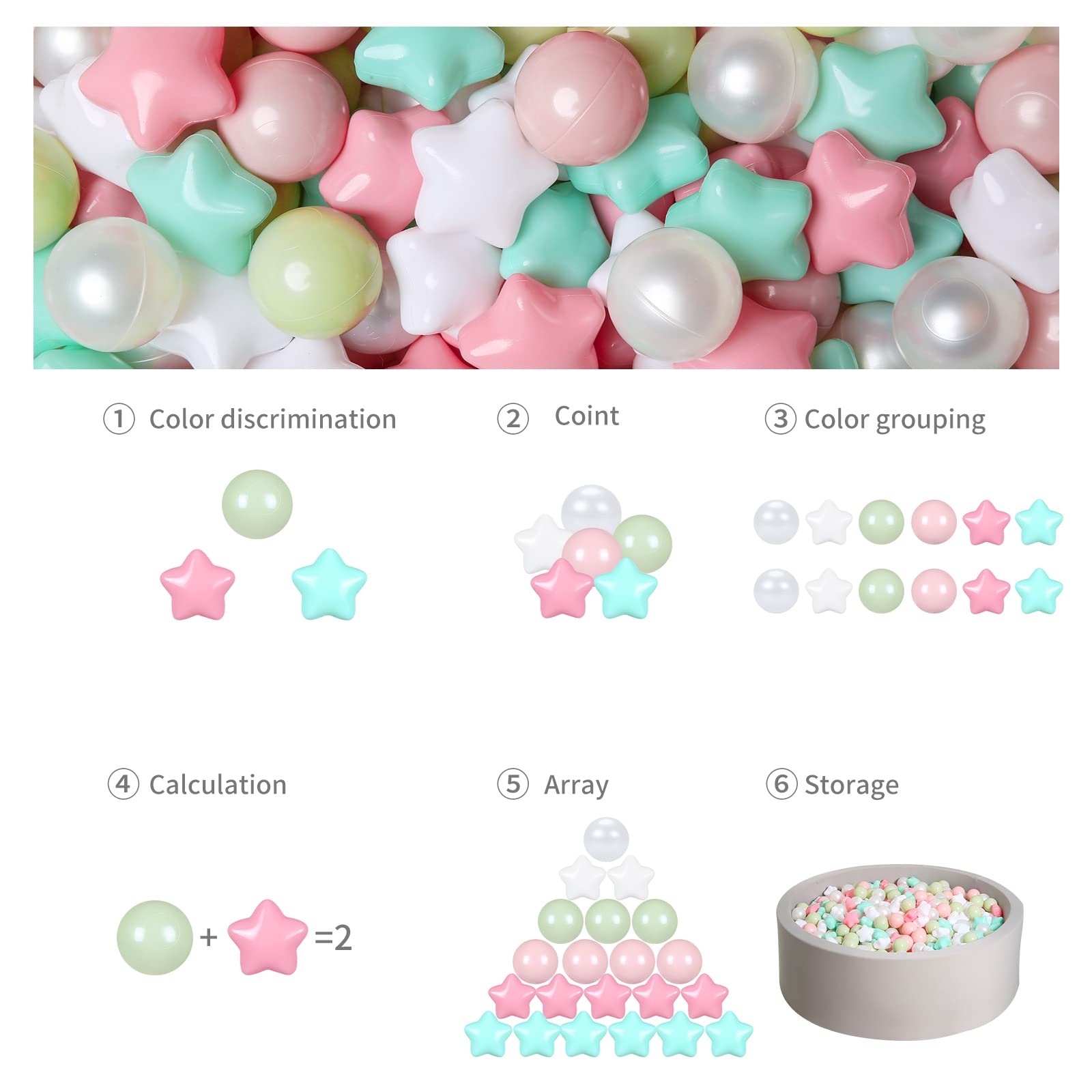 Non-Toxic 2.2-Inch Crush Proof Play Balls for Toddlers - Pack of 50/100/200 | BPA-Free, Phthalate-Free Plastic Ball Pit Balls | Safe for Indoor Play, Kids Parties & Sensory Play