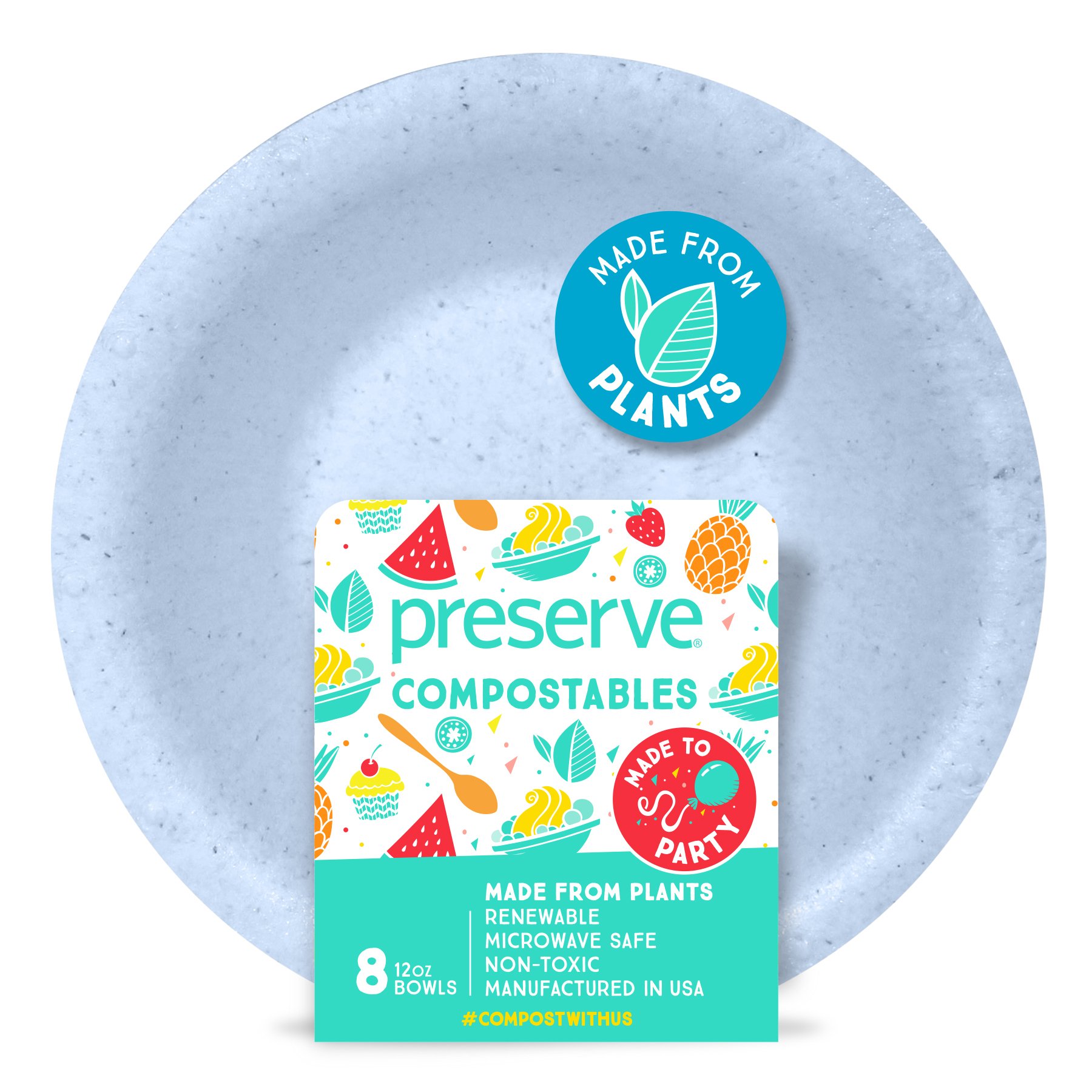 Eco-Friendly Compostable Bowls - 12 oz Reusable Kitchenware for Parties, Picnics & Meal Prep - Blue Sustainable Dinnerware
