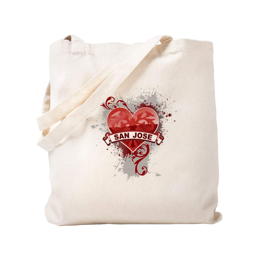 Heart San Jose Tote Bag - Natural Canvas Reusable Shopping Bag for Groceries, Beach & Work | Eco-Friendly Cotton Tote with Unique Design