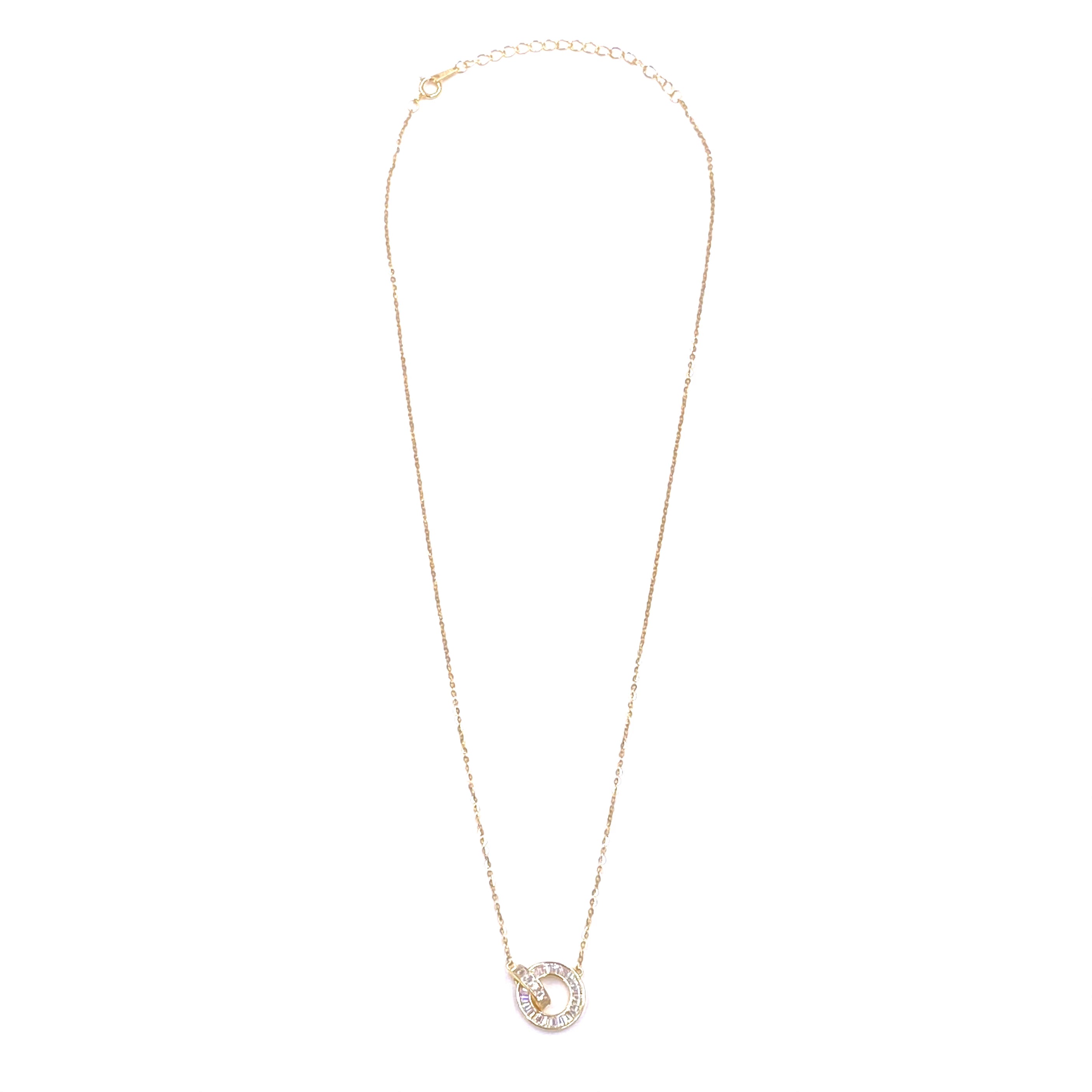 Ashley Gold Sterling Silver Gold Plated Double CZ Circle Pendant Necklace for Women - Elegant Jewelry Gift for Birthday, Anniversary & Special Occasions