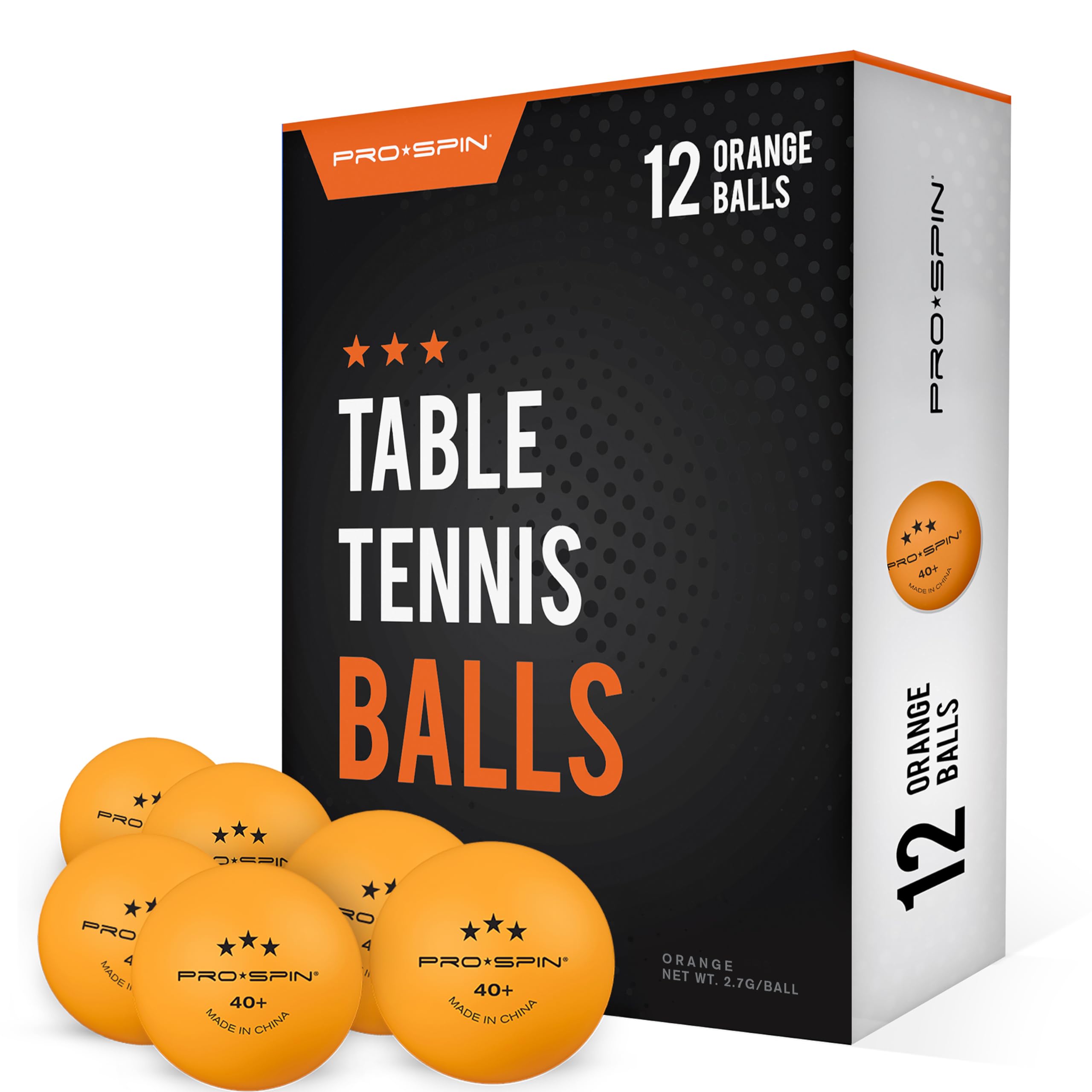 PRO SPIN 3-Star Premium Orange Table Tennis Balls - High-Performance 40+ ABS Professional Ping Pong Balls for Indoor & Outdoor Play | Durable, Tournament Approved | Perfect for Practice, Training & Competitive Matches