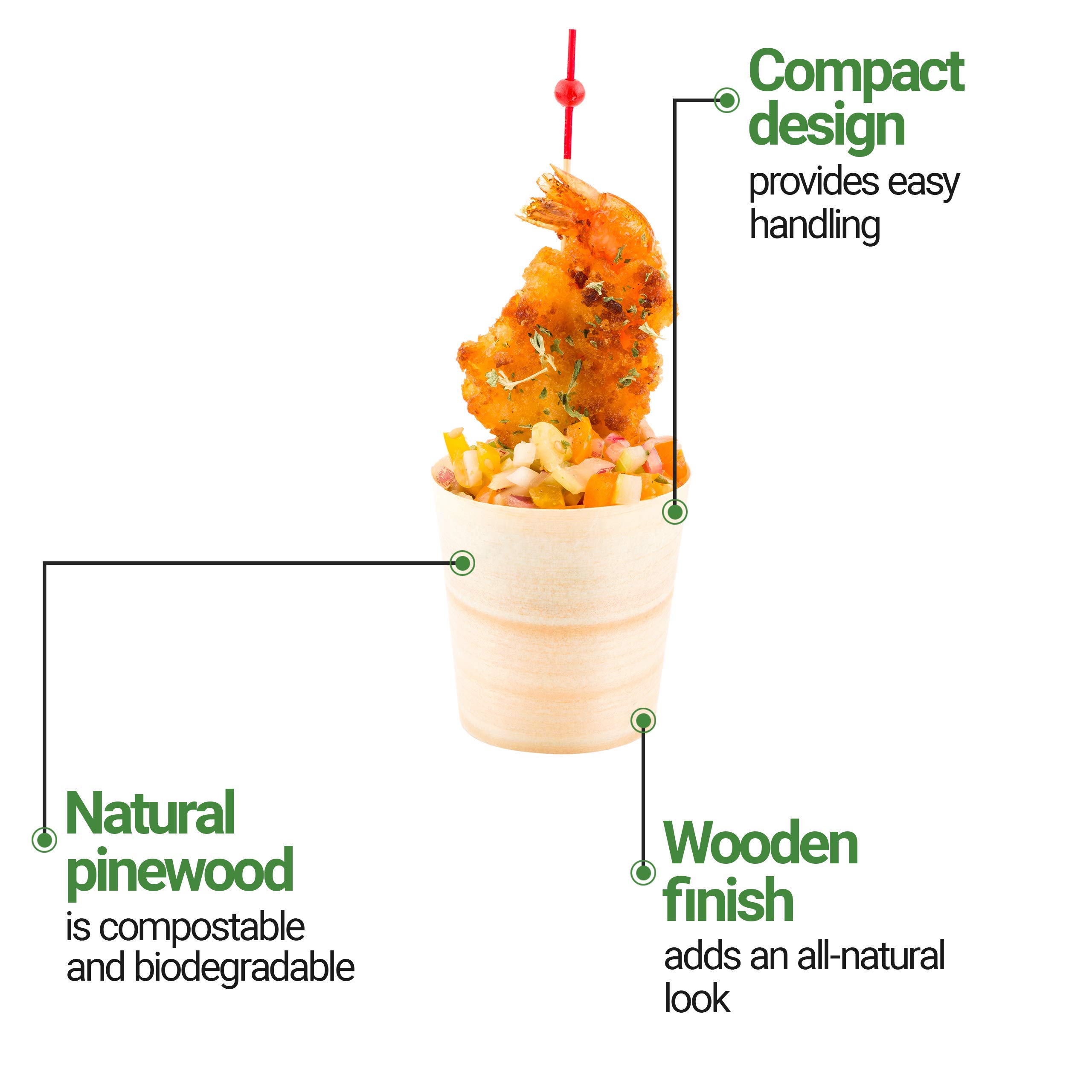 Restaurantware 3oz Appetizer Cups - 200 Pack Disposable Wooden Tasting Cups | Eco-Friendly Shaved Pinewood Dessert Bowls for Catering, Weddings, Parties | Perfect for Samples, Snacks, Ice Cream & Small Bites