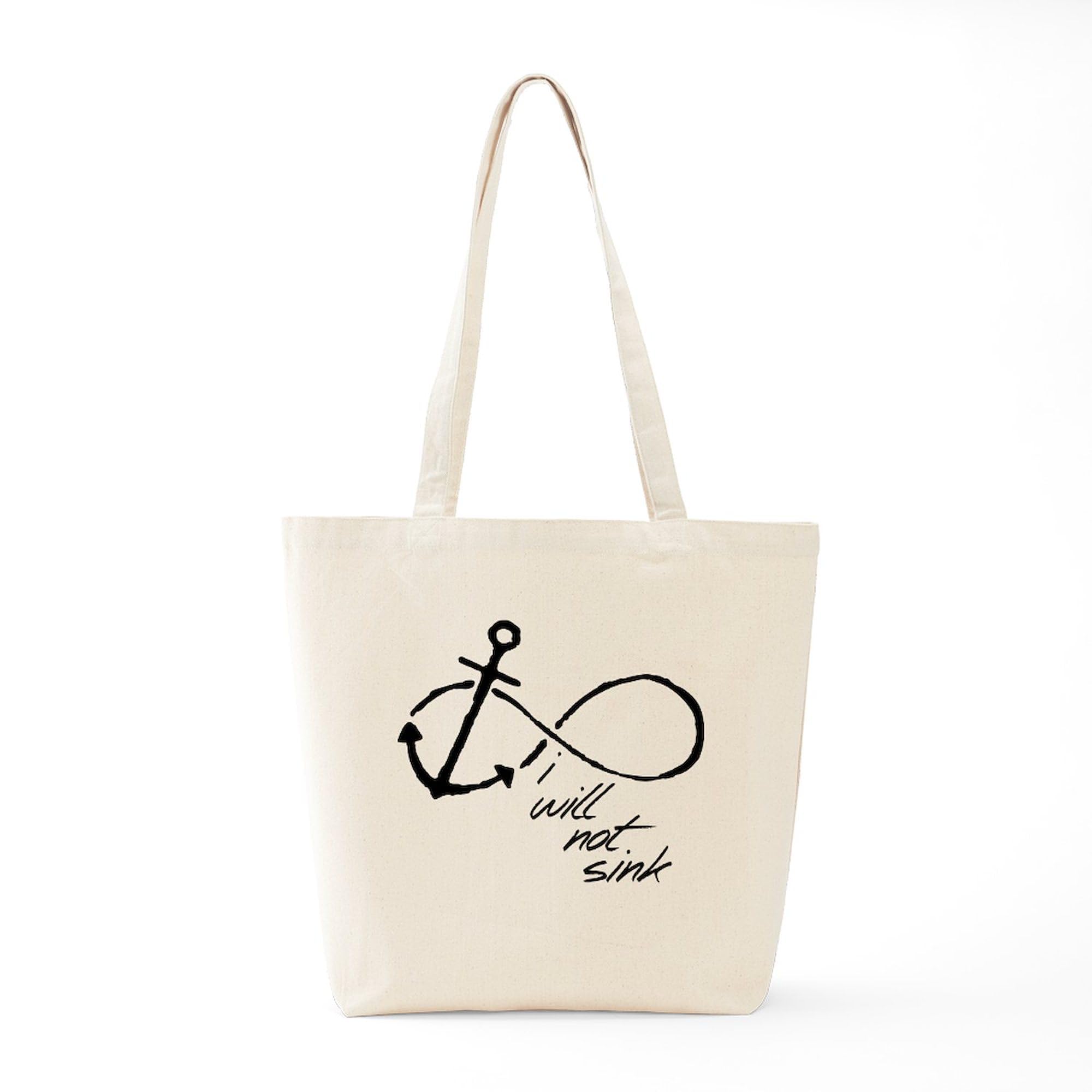 Infinity Anchor Refuse To Sink Tote Bag - Natural Canvas Reusable Shopping Bag for Beach, Grocery & Everyday Use | Motivational Gift for Women & Men