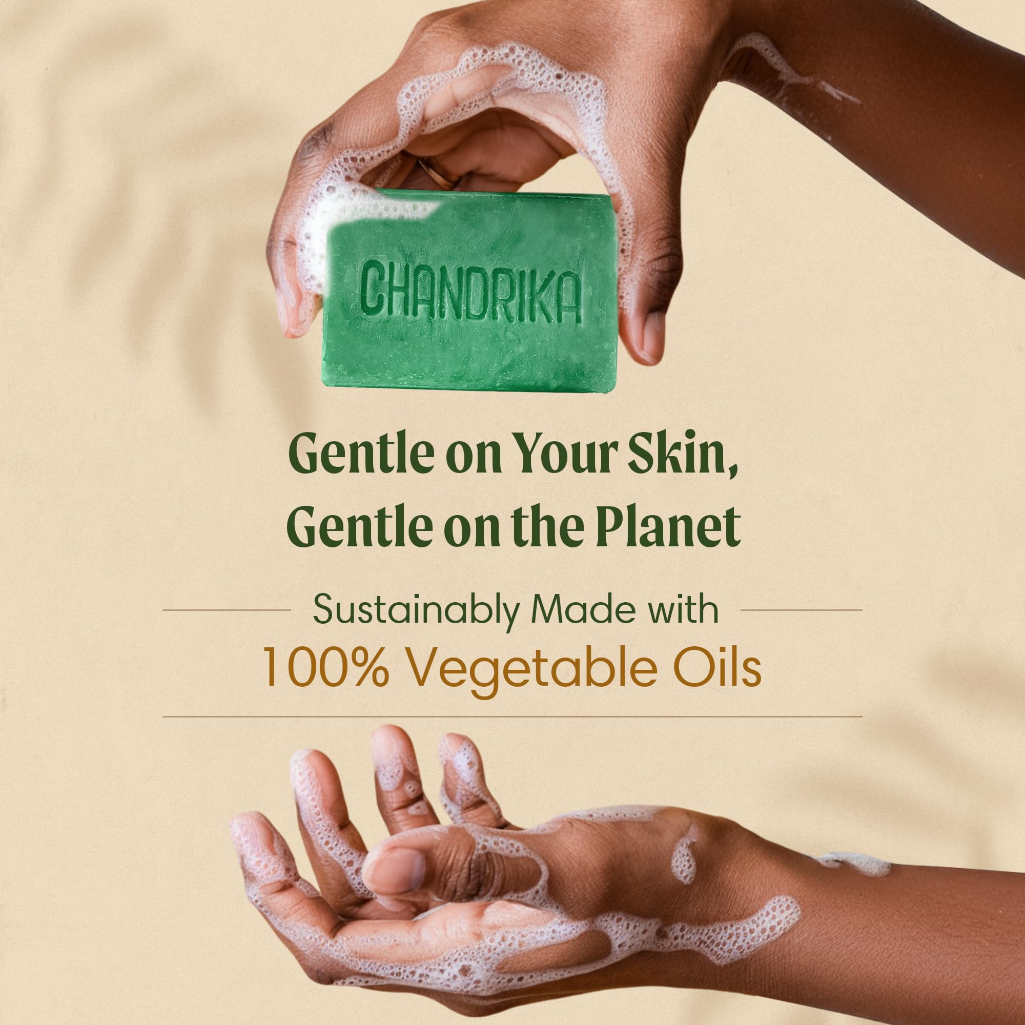 Chandrika Ayurvedic Herbal Soap with Vegetable Oils - 2.64 Oz (Pack of 10 Bars) | Natural Skin Care for Dry & Sensitive Skin | Perfect for Daily Cleansing & Aromatherapy