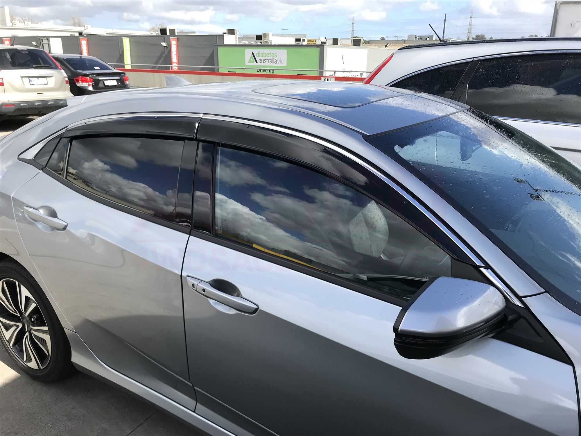 Stainless Steel Window Visors & Rain Guards for 2017-2021 Honda Civic Hatchback (10th Gen) - Perfect for Rain Protection & Enhanced Style