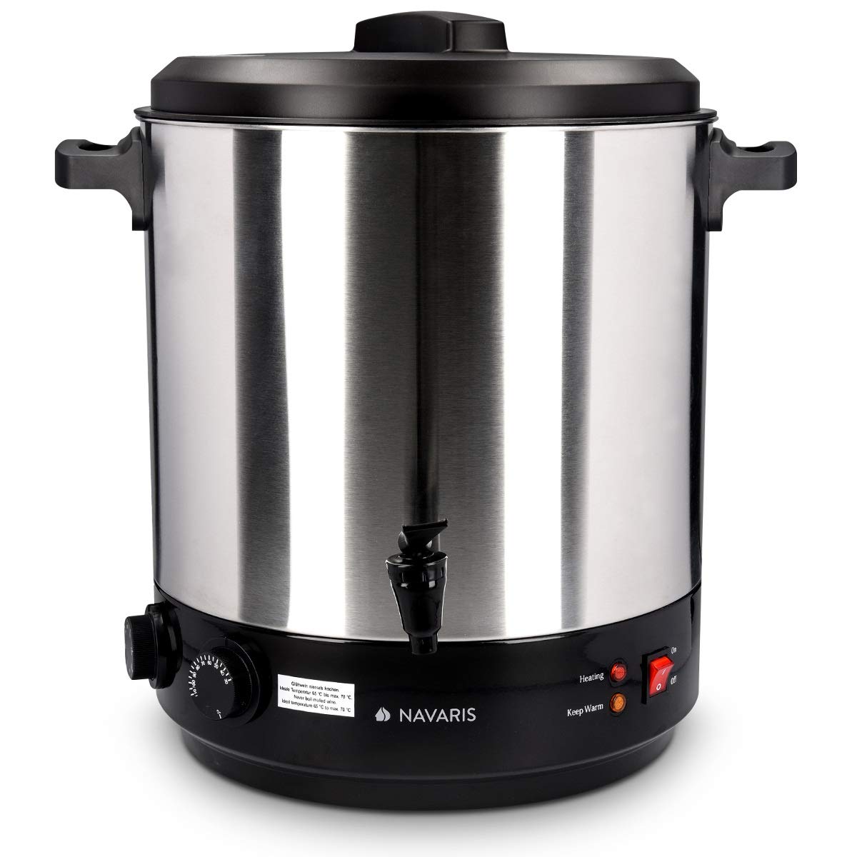Electric Navaris 27L Jar Sterilizer - Stainless Steel Hot Wine Machine & Beverage Dispenser with Timer - Perfect for Home Brewing, Canning, and Party Drinks