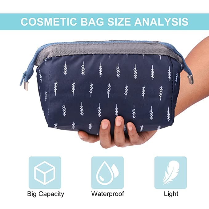 AXEVU Waterproof Travel Makeup Bag - Large Cosmetic Organizer with Zipper, Multi-Functional Toiletry Pouch for Women & Girls (Blue) - Perfect for Vacation, Gym, Business Trips & Daily Essentials Storage