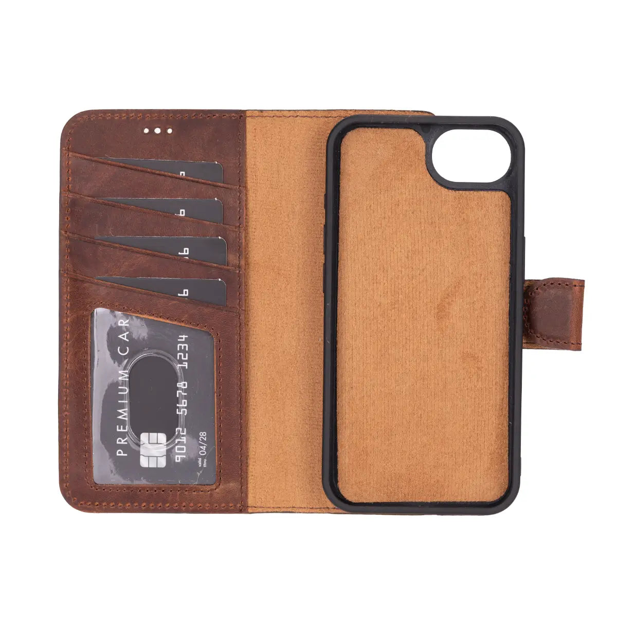 Vintage Brown Leather Wallet Case for iPhone 16 - Slim RFID Blocking Phone Cover with Card Slots | Perfect for Everyday Use, Travel & Business Professionals