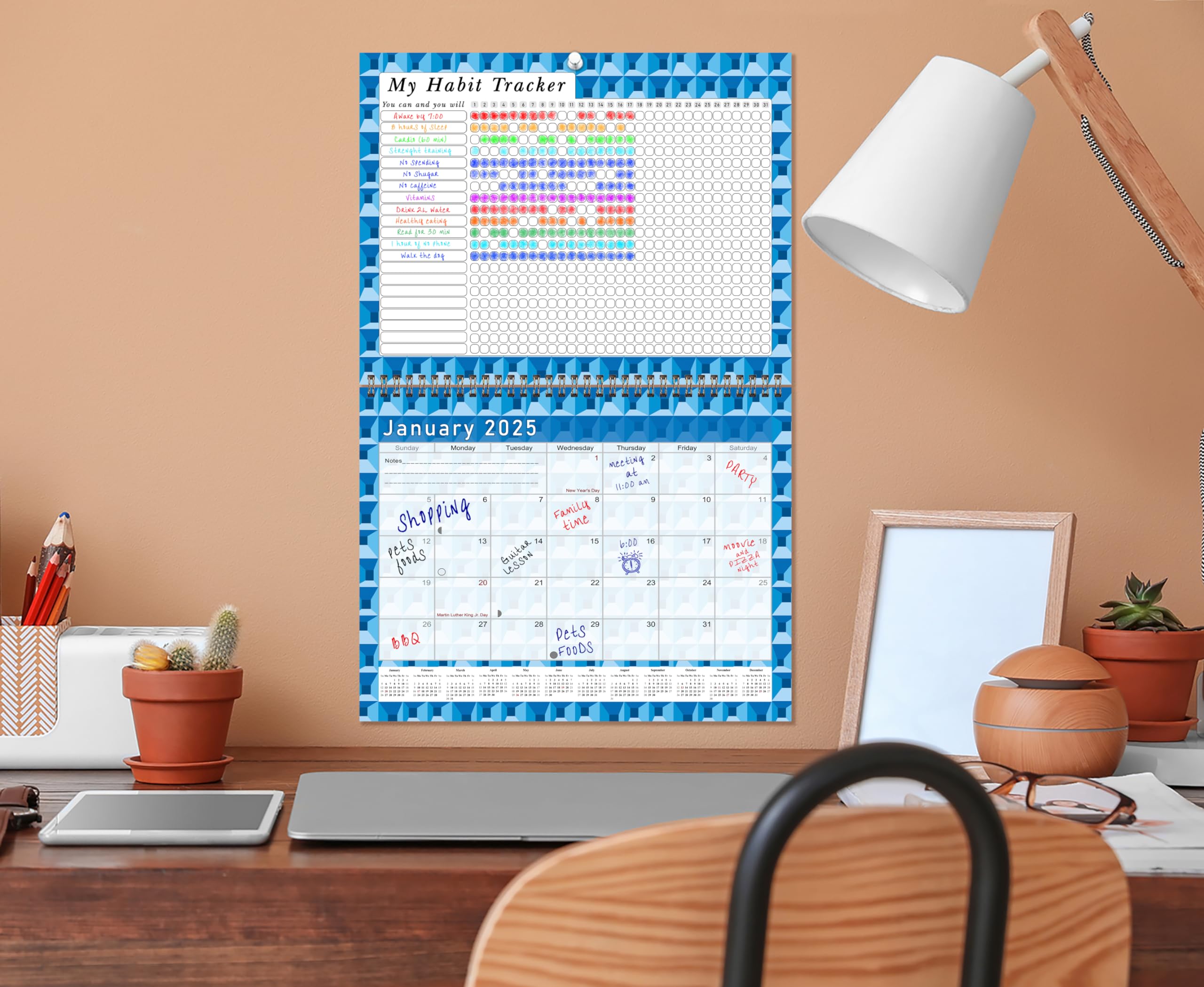 2025 Monthly Desktop & Wall Calendar Planner with Habit Tracker - Daily Weekly Monthly Goal Setting & Motivational Journal - Inspirational Productivity Tool (Edition 03) for Office, Home, School & Gift Giving