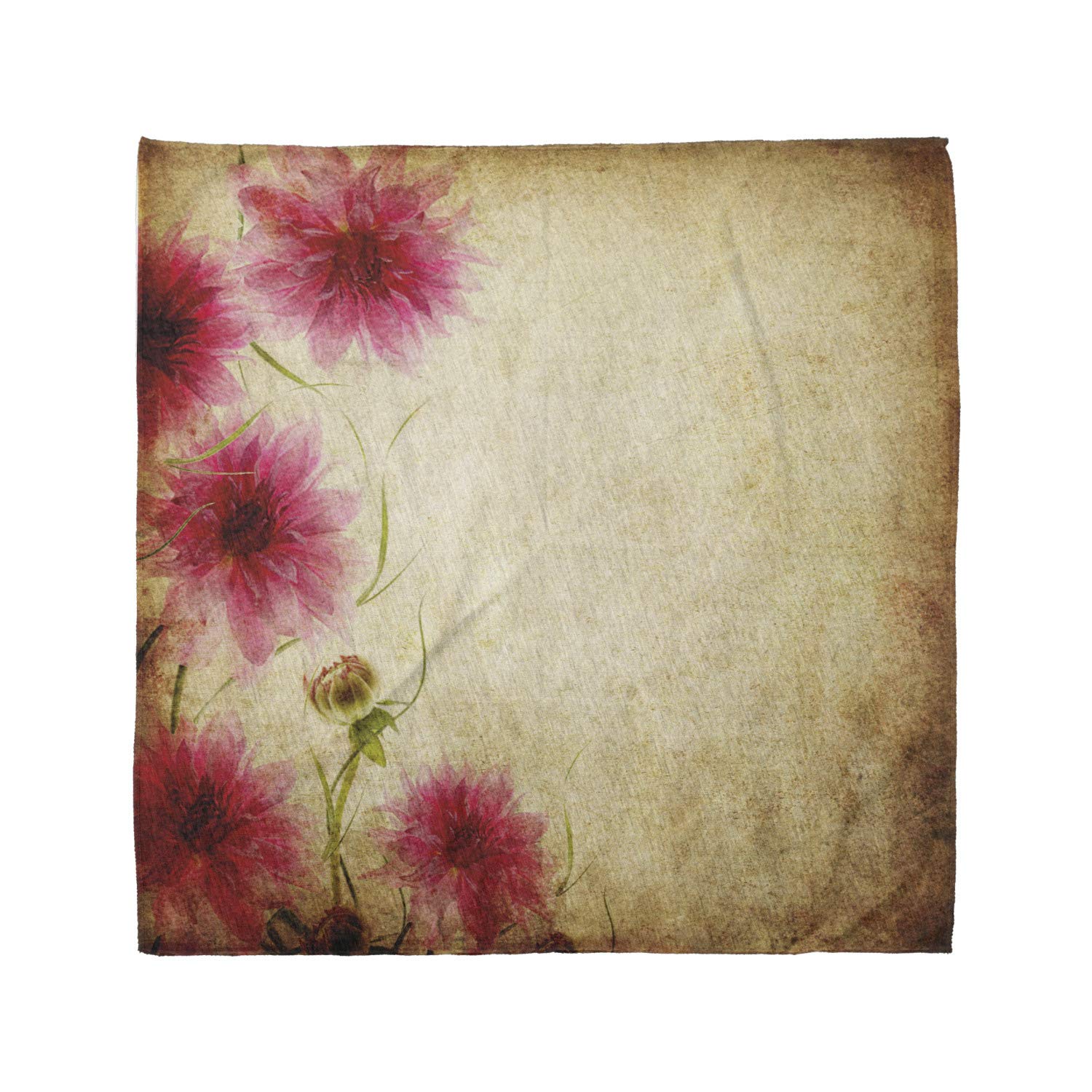 Ambesonne Floral Bandana - Retro Grunge Flower Print Unisex Head Scarf & Neck Tie for Men & Women | Perfect for Music Festivals, Outdoor Adventures & Vintage Fashion