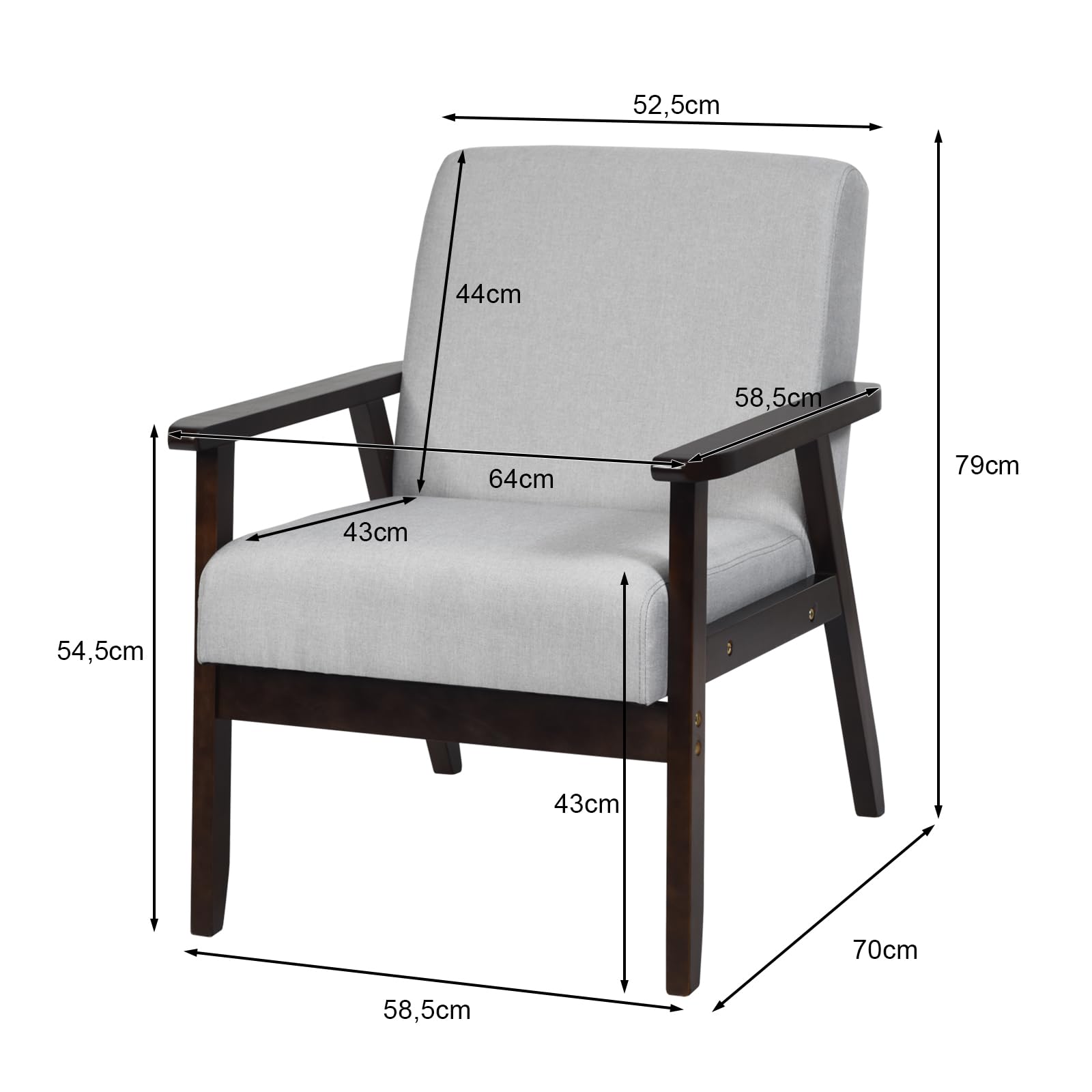 HOMASIS Modern Wooden Armchair with Padded Seat - Convertible Lounge Chair & Single Bed for Bedroom, Living Room, Office - 330 lbs Weight Capacity (Light Gray) | Perfect for Small Spaces, Reading Nook & Guest Accommodation