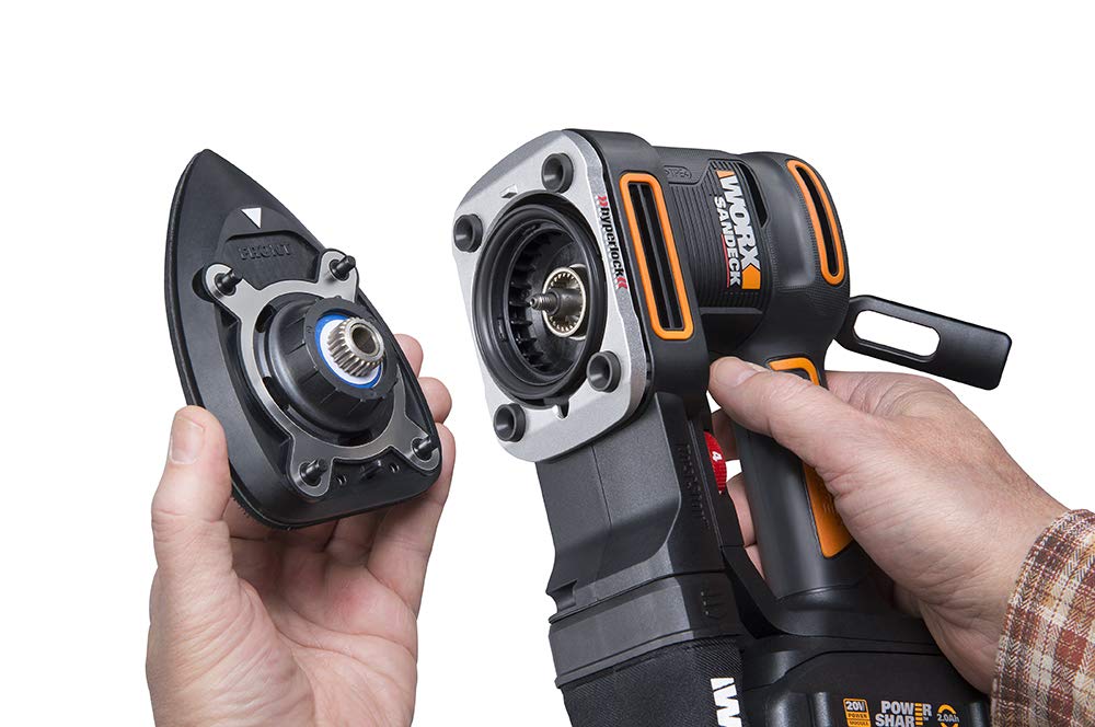 WORX 20V Cordless Random Orbital Sander - 5-in-1 Multi-Sander with Battery & Charger (WX820L) - Perfect for Woodworking, Sanding Furniture, DIY Projects & Home Renovation