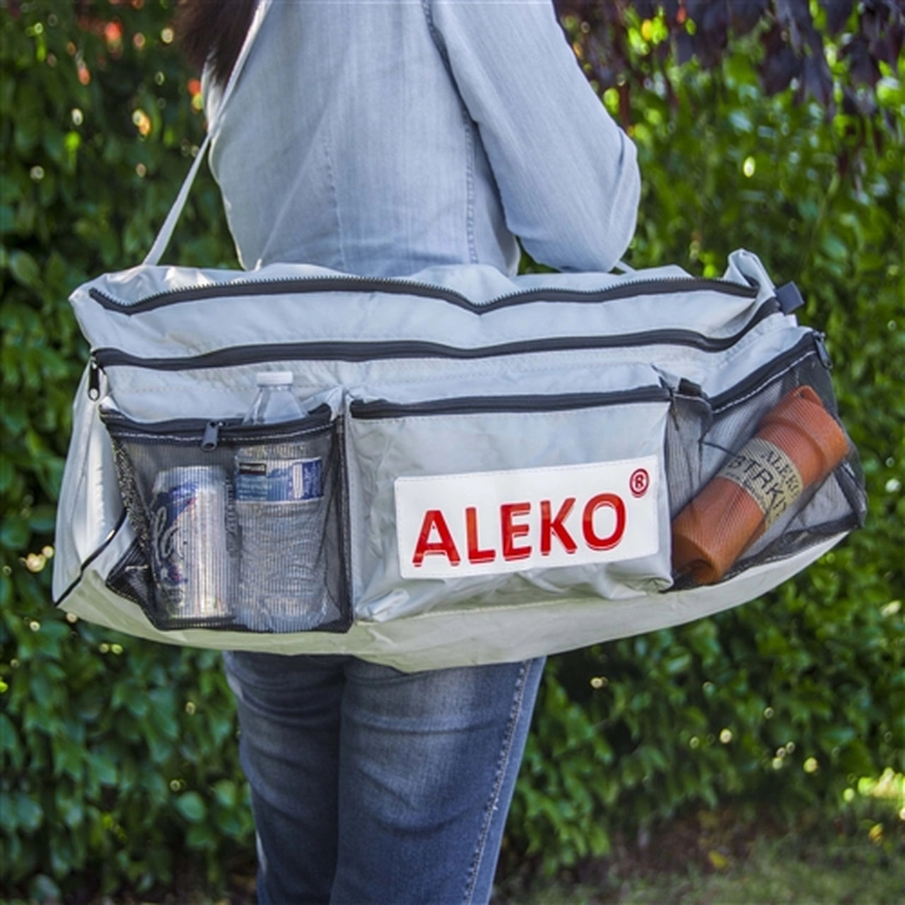 **Aleko Boats Waterproof Inflatable Boat Seat Cushion with Storage Bag & Pockets - 33x8 Inches, Gray - Perfect for Fishing, Kayaking & Boating Comfort**