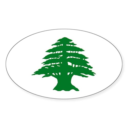 White - Cedar Tree of Lebanon Oval Sticker